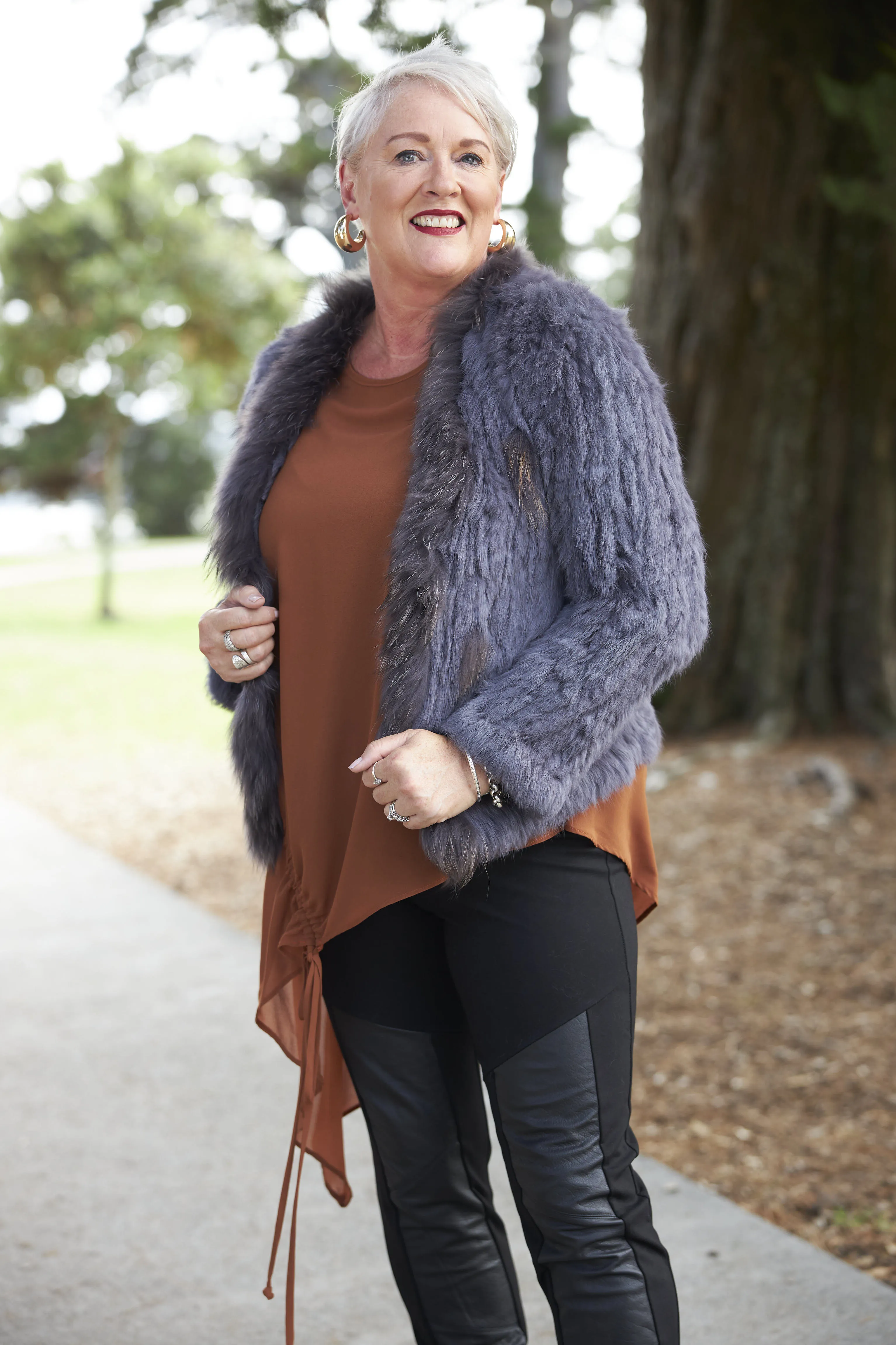 Lady Luxe Furs - LLF004J Rabbit Fur Jacket Casual Staple