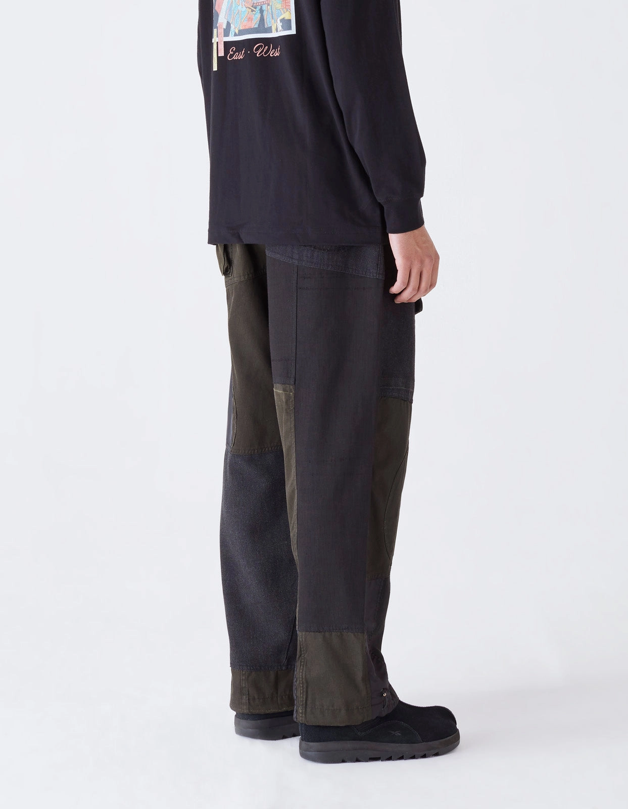 4277 Upcycled M65 Loose Cargo Pants Black O/D tailored look Mesh Lined