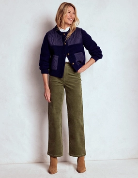 Indoor Comfort 5-Pocket Cord Column Jeans-Green