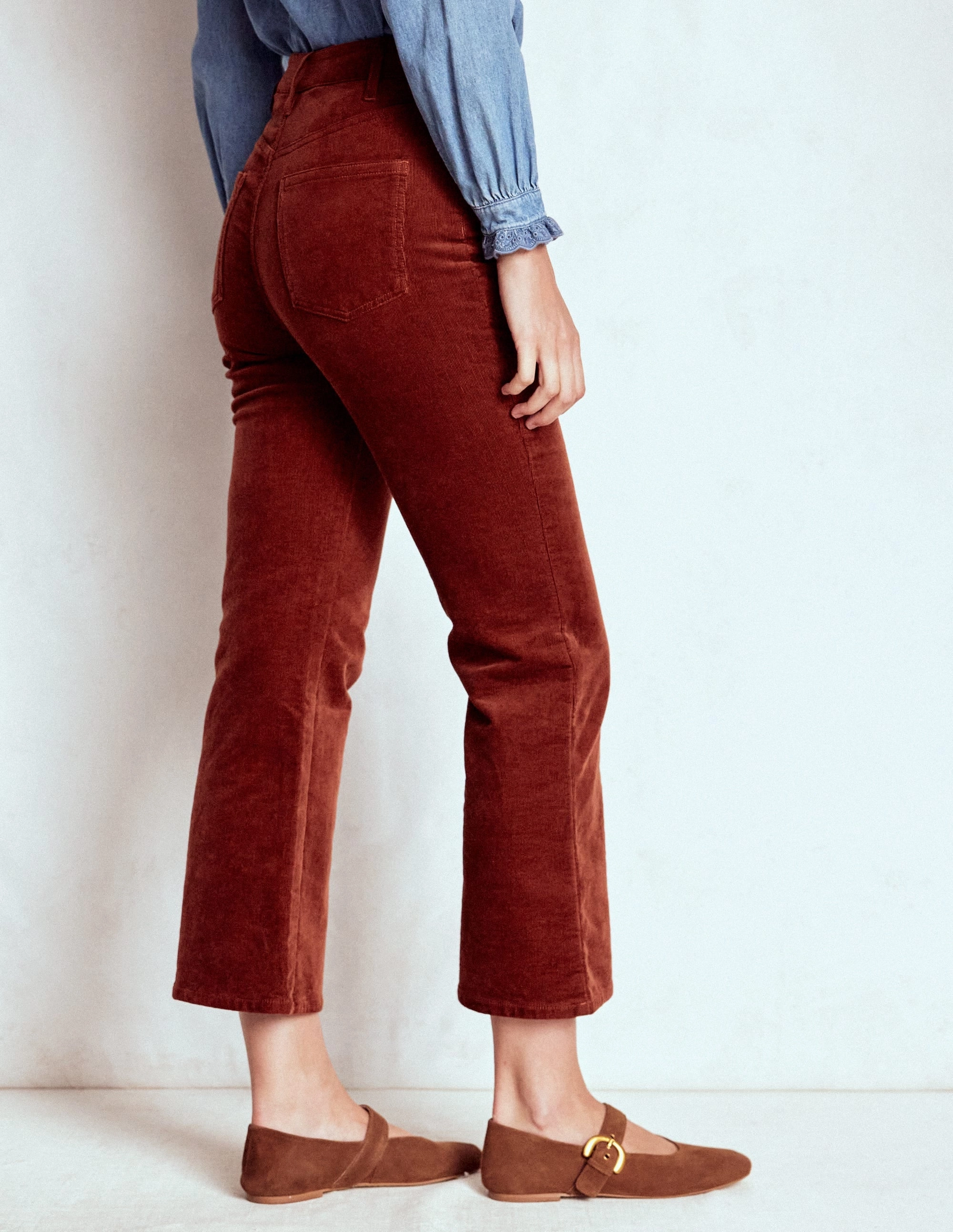 5-Pocket Cord Kick Jeans-Fired Brick WrinkleResistantMaterial