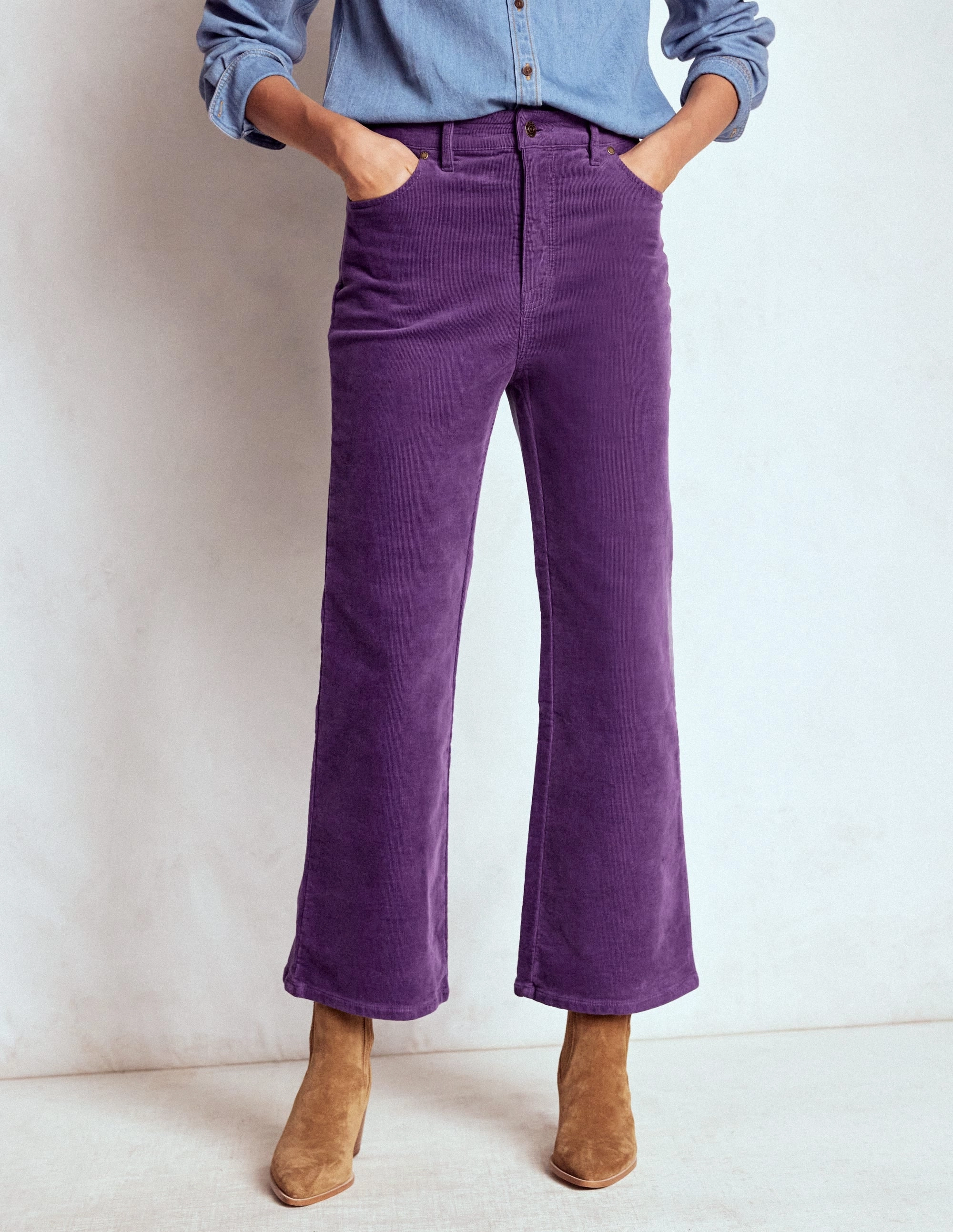 5-Pocket Cord Kick Jeans-Mystic Purple Casual Chic