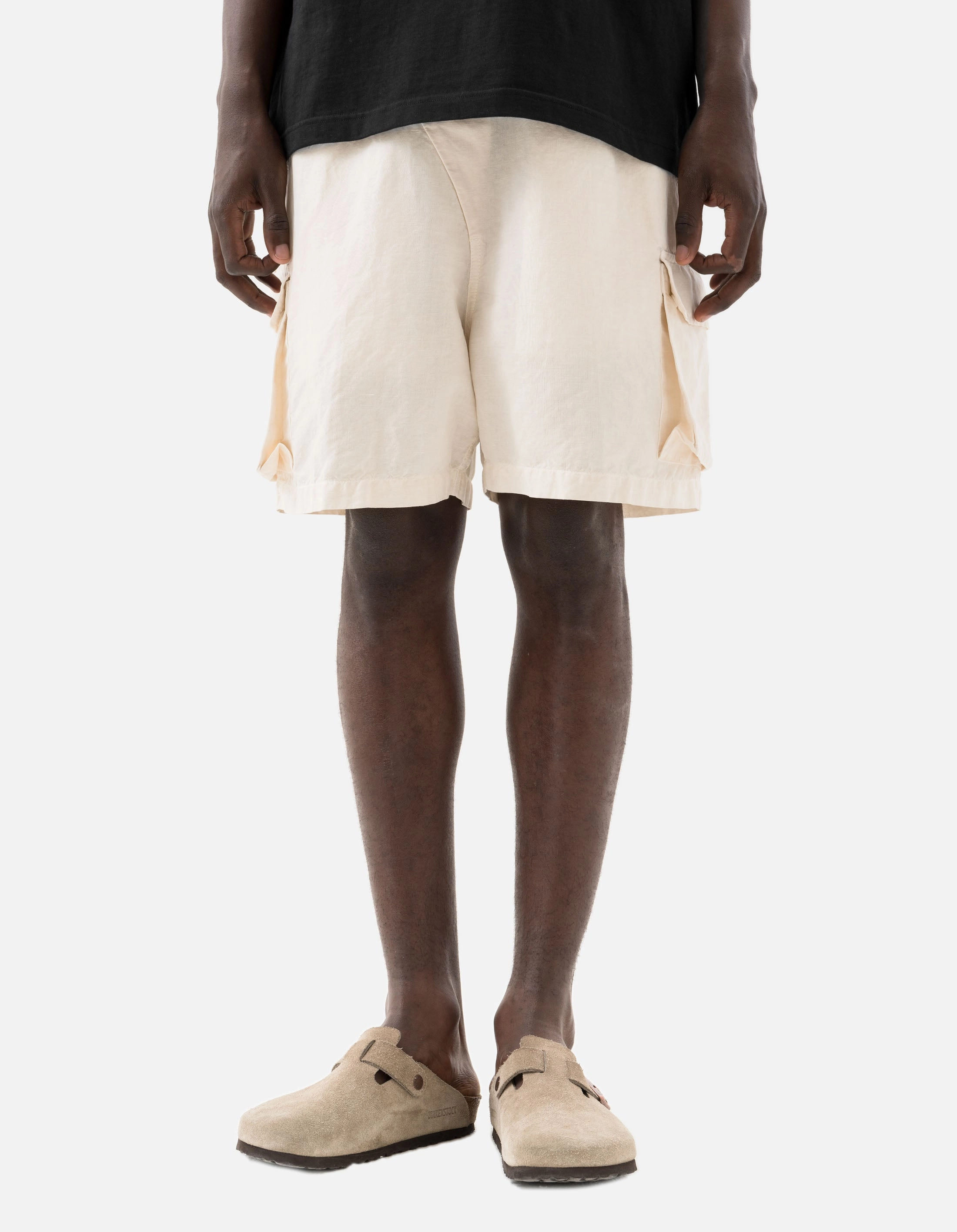 Frictionless Movement Home Style 6082 Hemp Cargo Asym Track Shorts Ecru