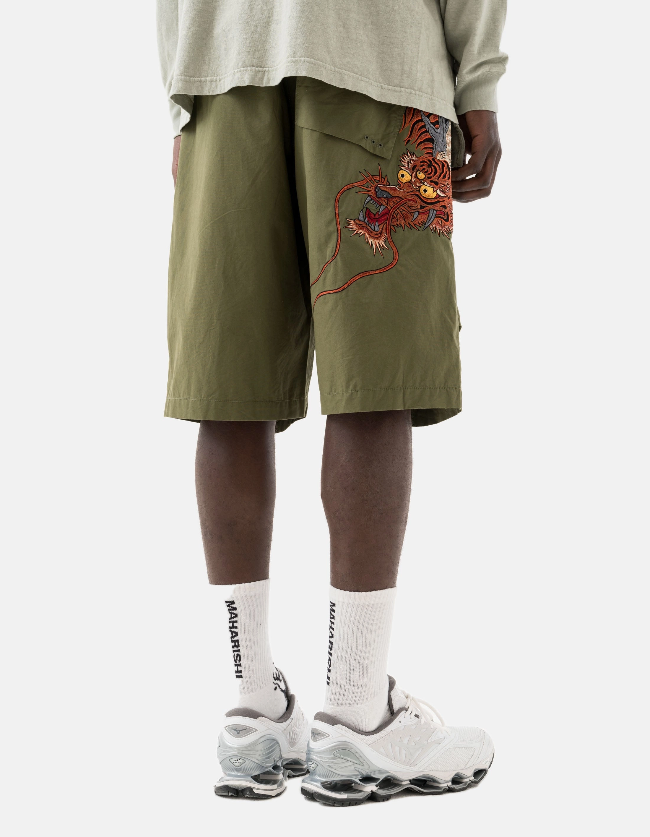 Sports Wear 6094 Tiger Dragon Loose Snoshorts Olive OG-107F