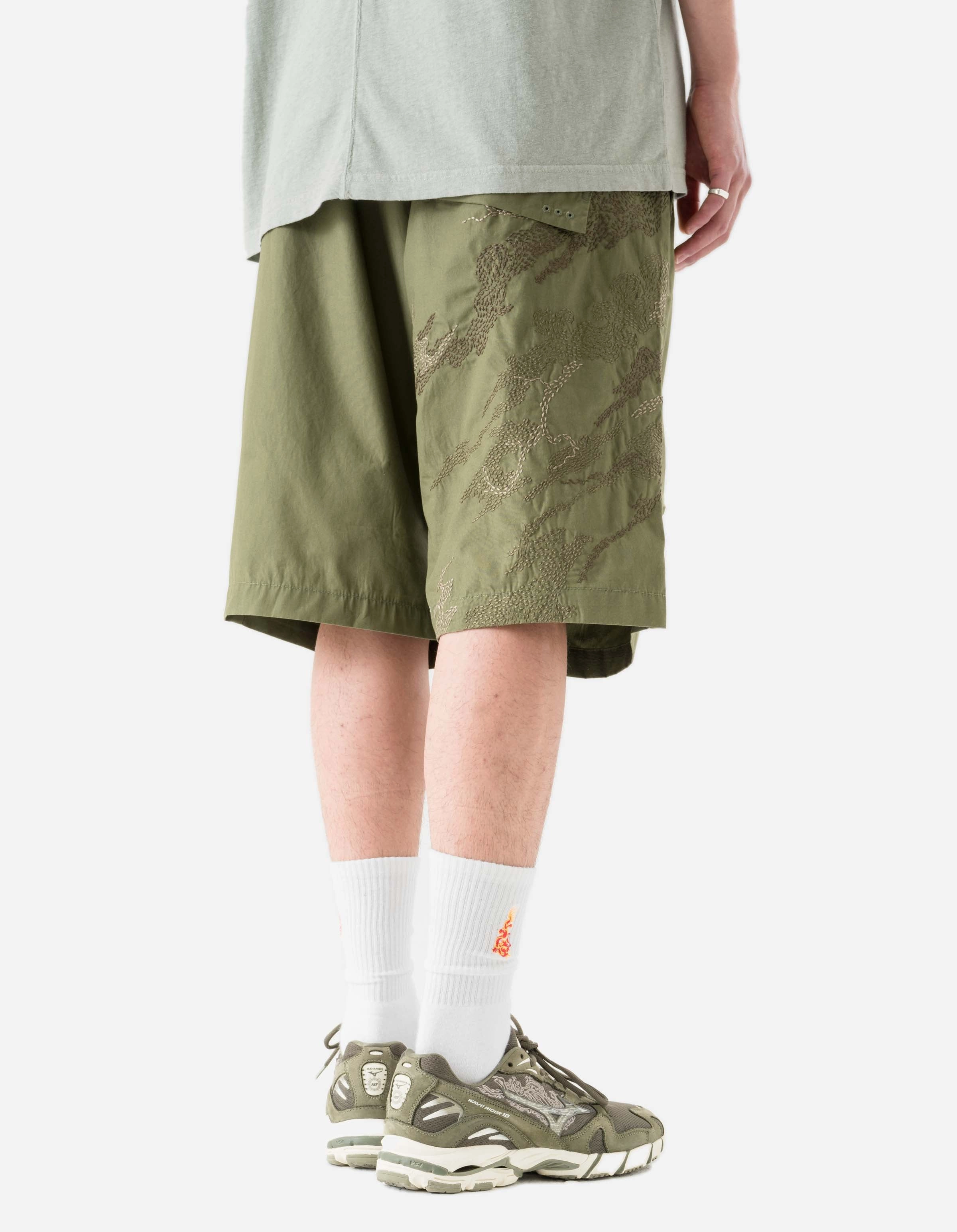 Comfort Waist No Bulky Feel 6238 Sashiko Bonsai Snoshorts Olive OG-107F