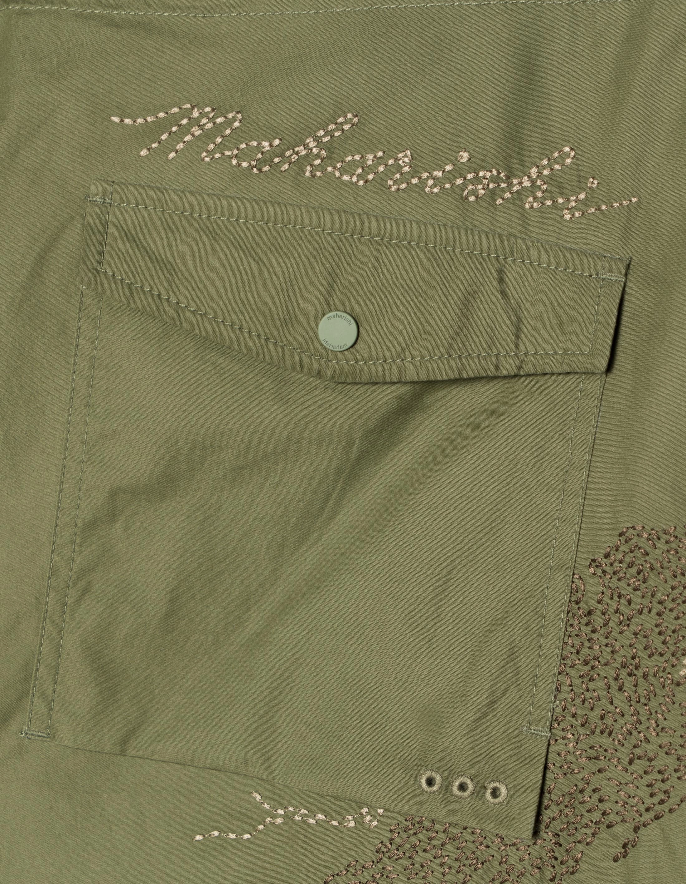 6238 Sashiko Bonsai Snoshorts Olive OG-107F Wear Resistant Fabric