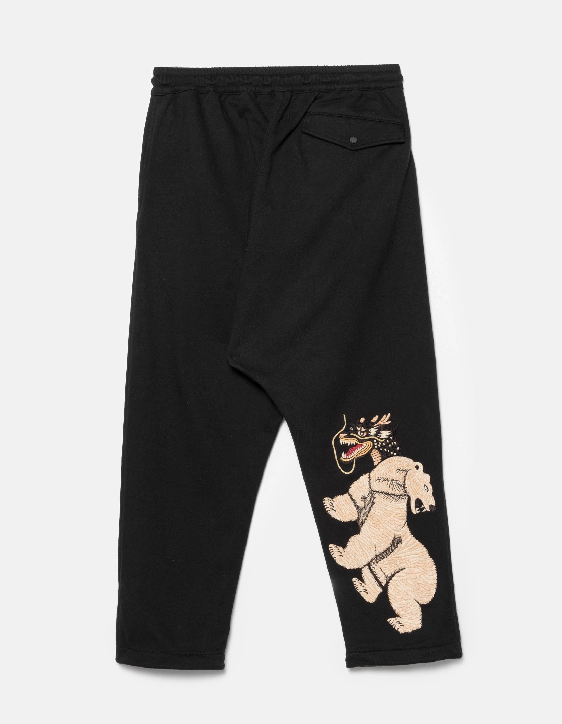 7091 Bering Strait Embroidered Asym Sweatpants Black Easy Travel Utility pocket