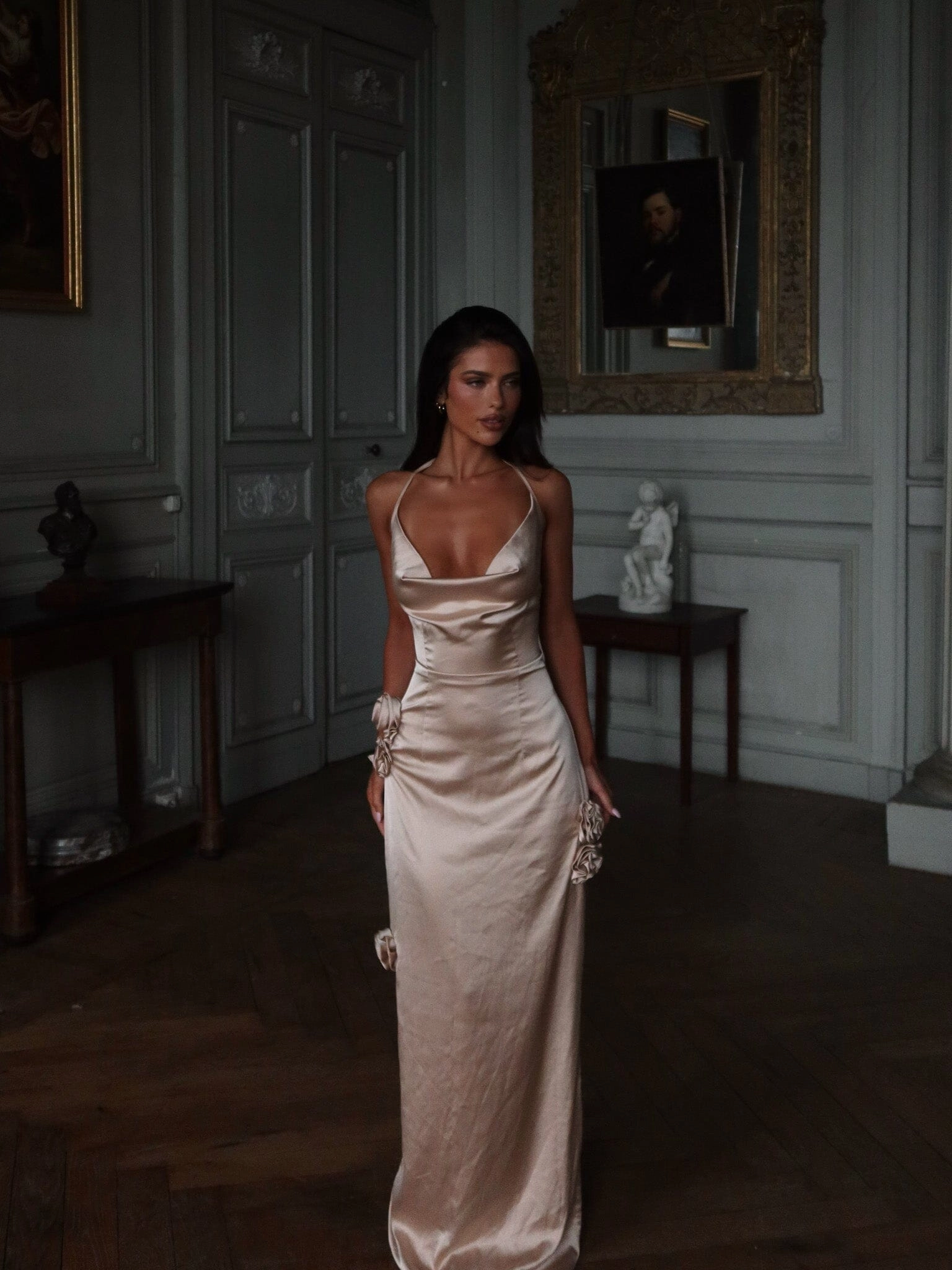 Light Fabrication ABELLA SATIN MAXI DRESS IVORY