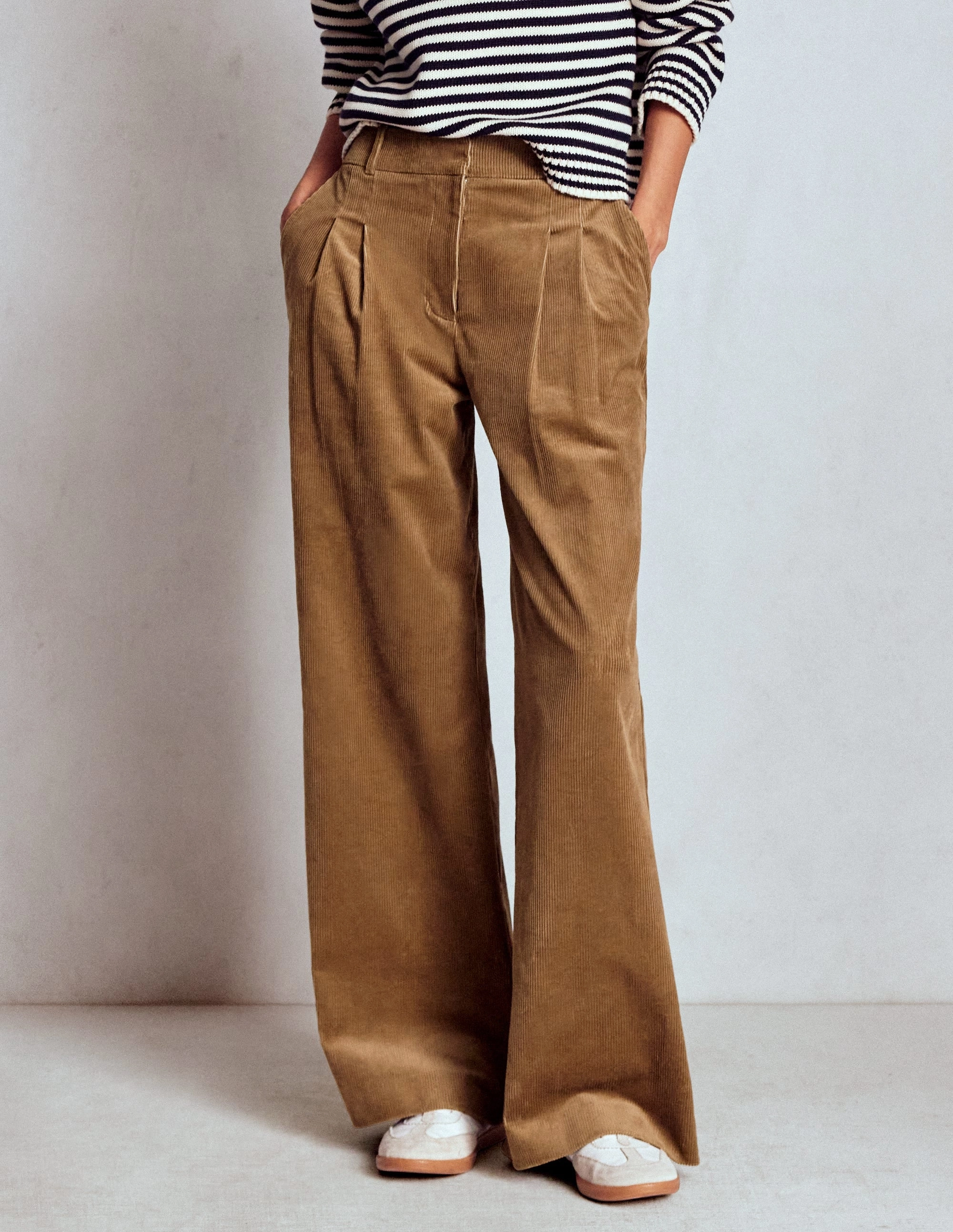 Kensington Cord Trousers-Latte Mesh Comfort Versatile Comfort Wear