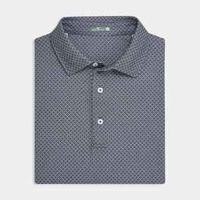 Black Diamond Lattice Printed Performance Polo Weekend Wear Minimalist Style