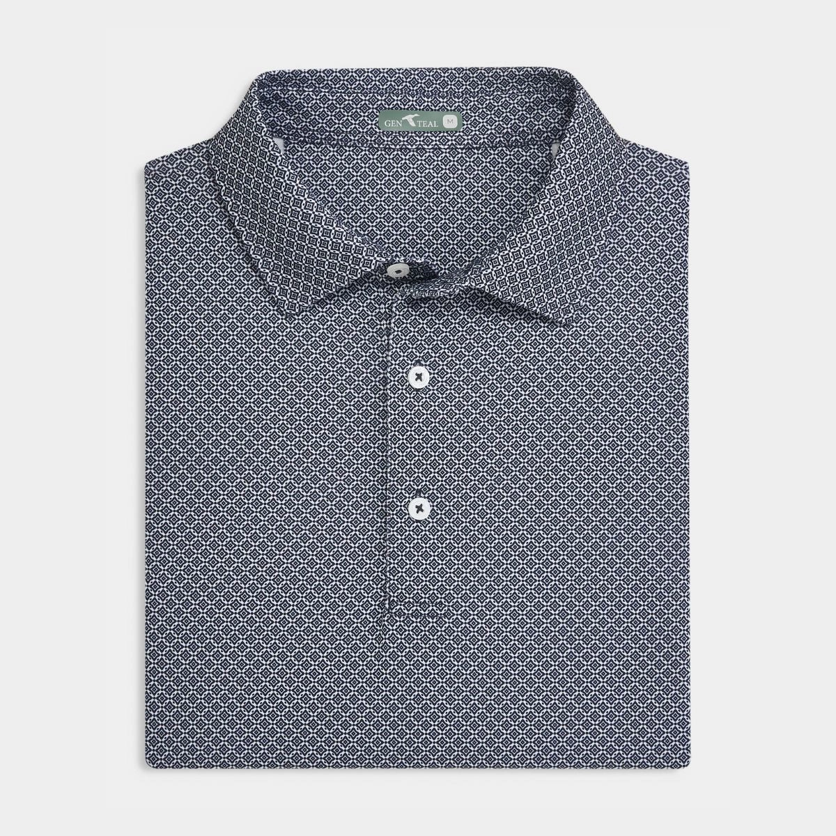 Trendy Outfit Black Diamond Lattice Printed Performance Polo