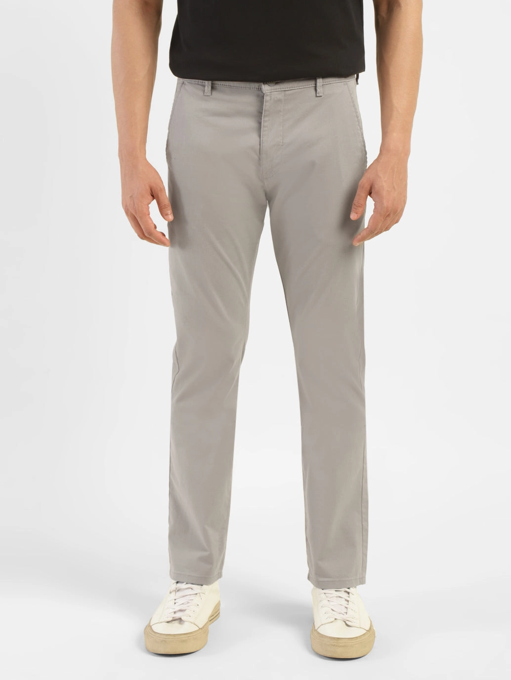 ComfortWaistband Men's Grey Slim Tapered Fit Chinos