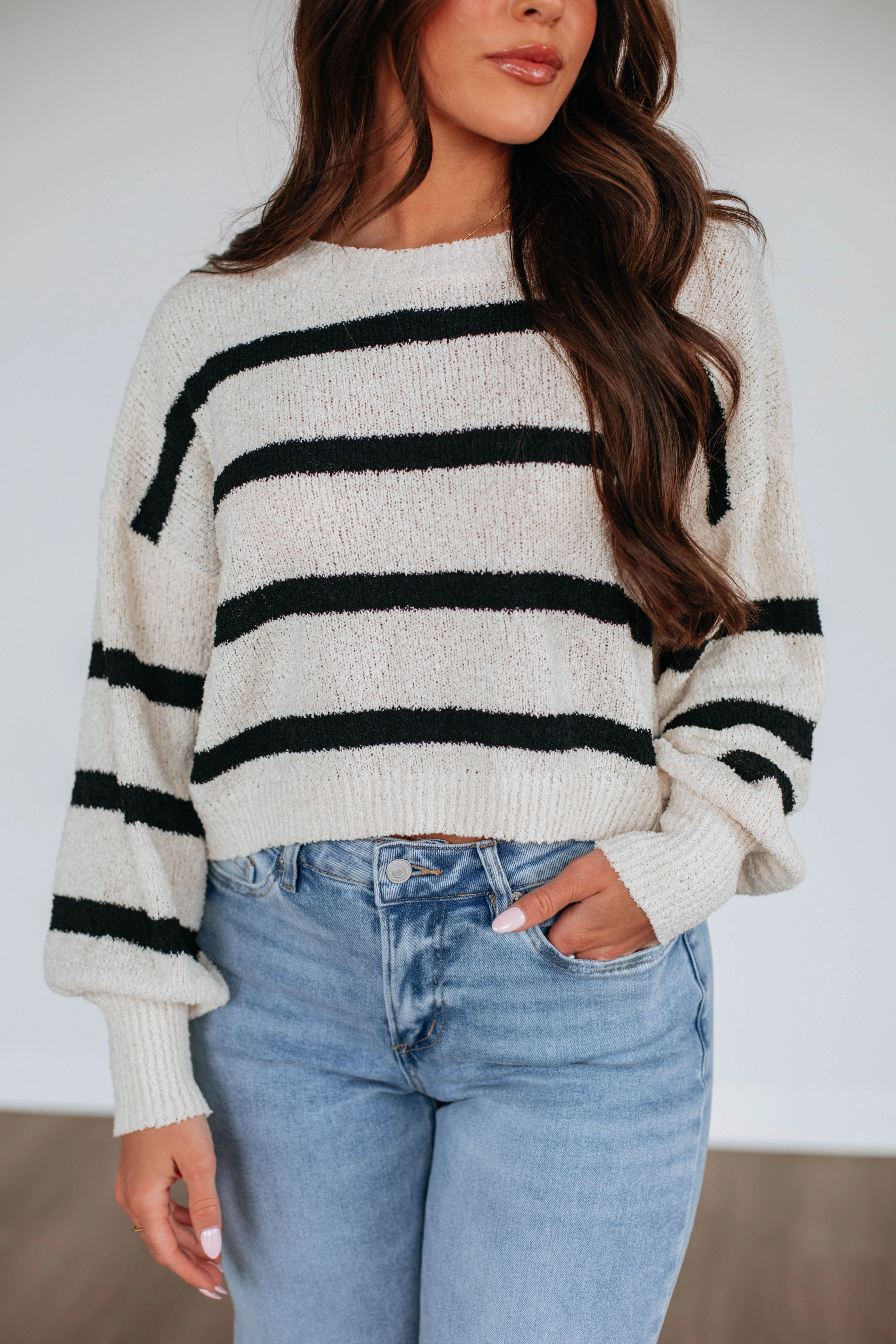 Aubriana Striped Sweater - Black Mix All Season Wear Fashion Statement