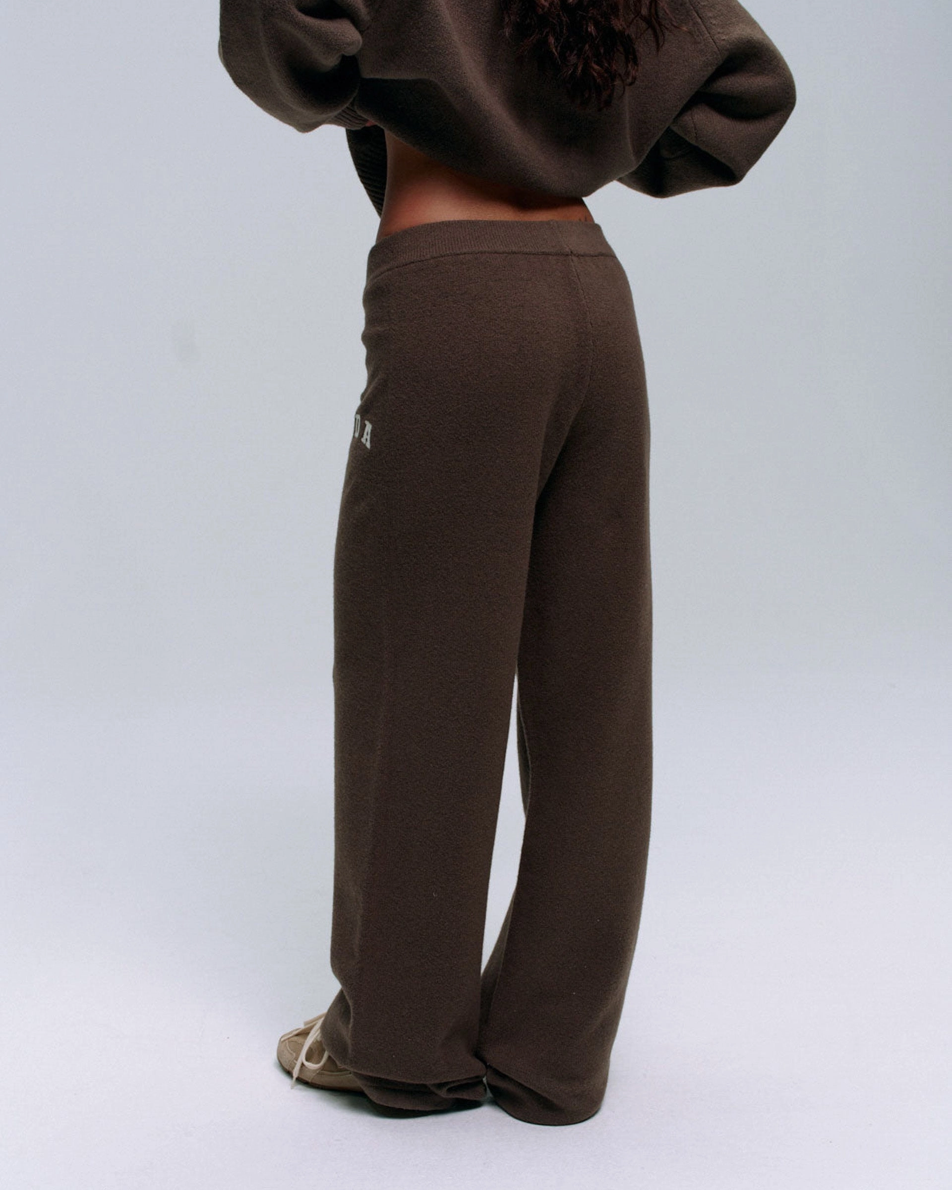 ADA Knit Straight Leg Sweatpants - Dark Cocoa Brown/Cream Non Bulk