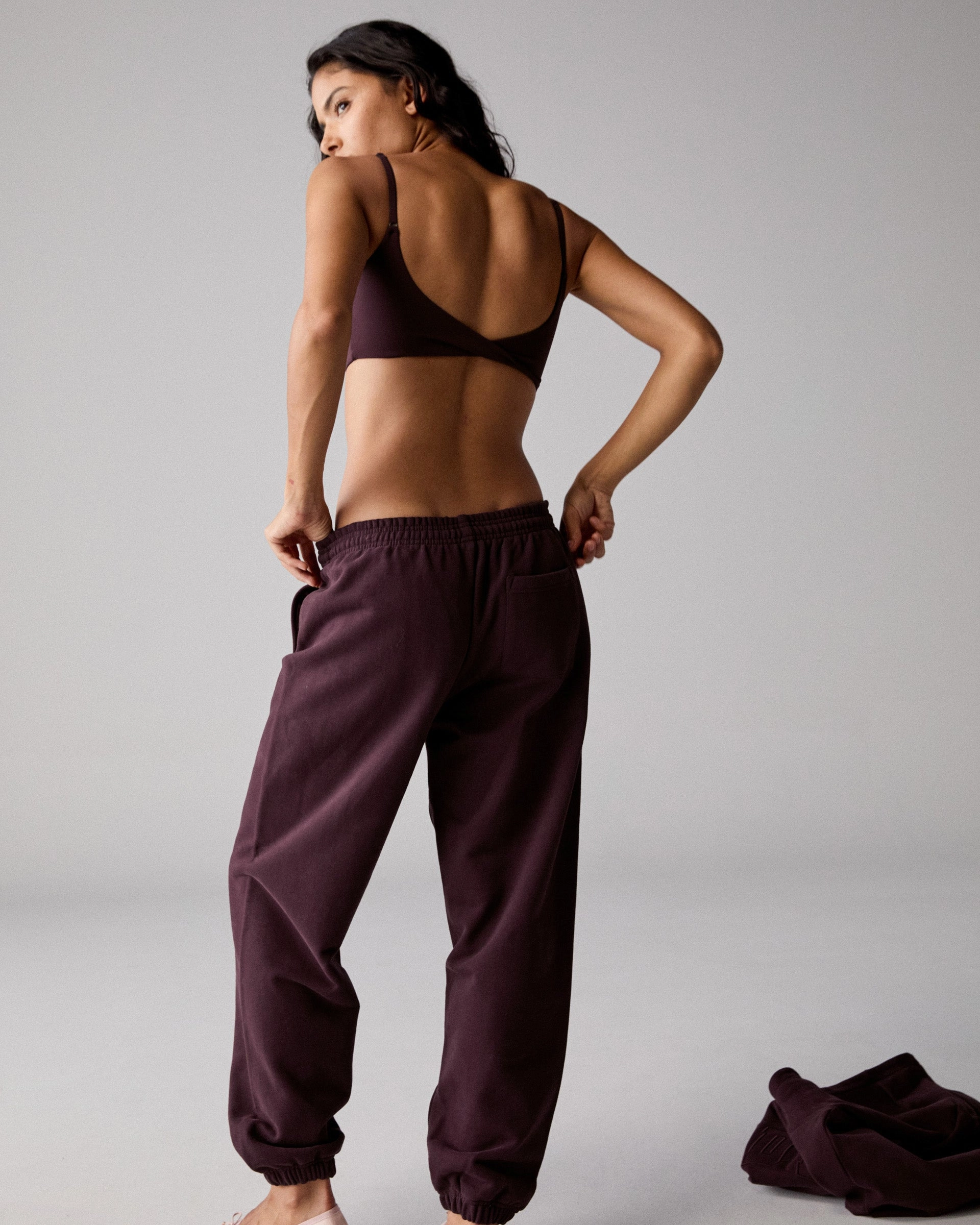Casual Chic Look Durable Hemming ADA Sweatpants - Dark Cherry