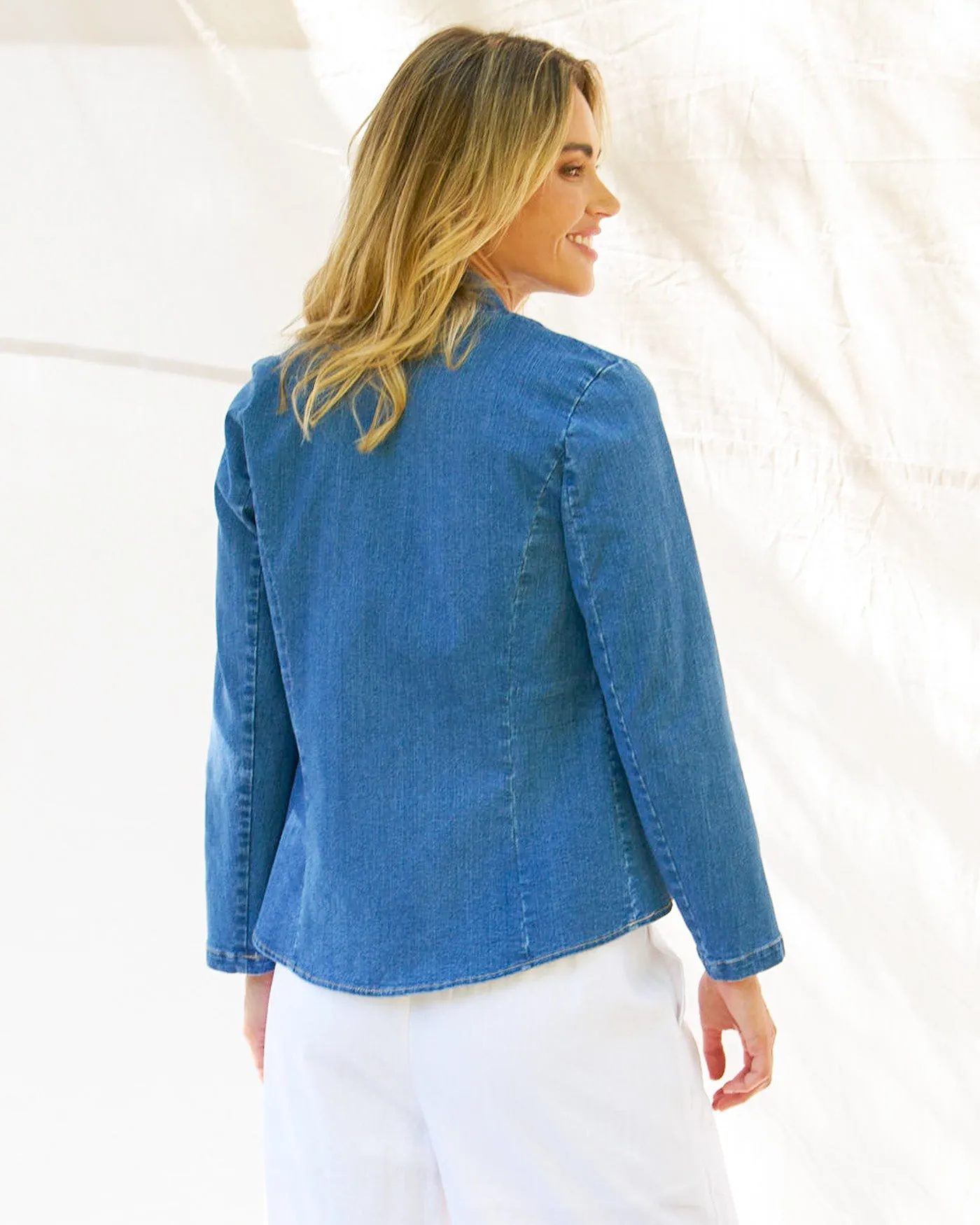 Betty Basics Stacey Denim Military Jacket Vintage Blue Recycled materials Non Restrictive Movement