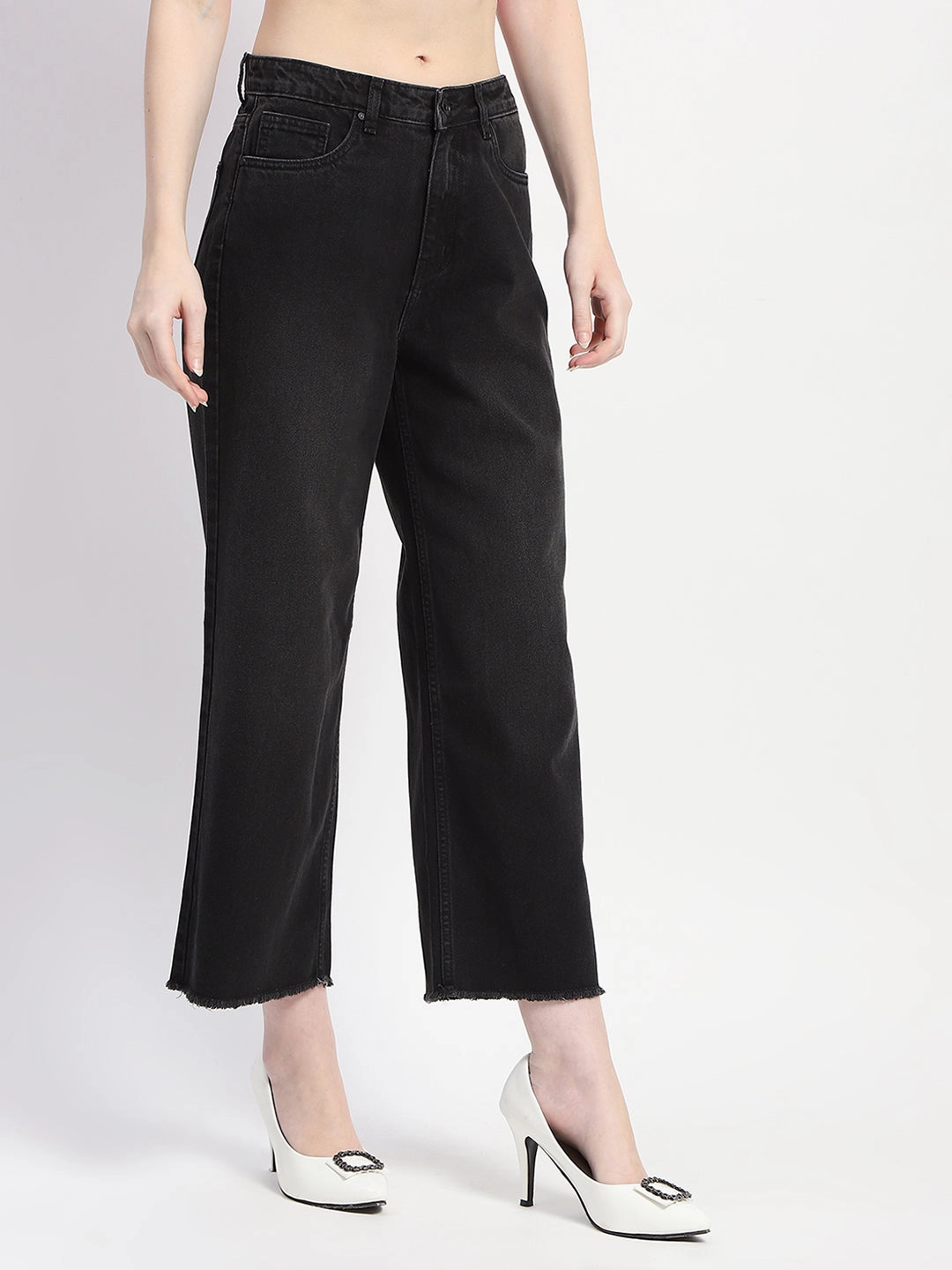 Madame Frayed Hem Black Flared Denim Bold Road Trip