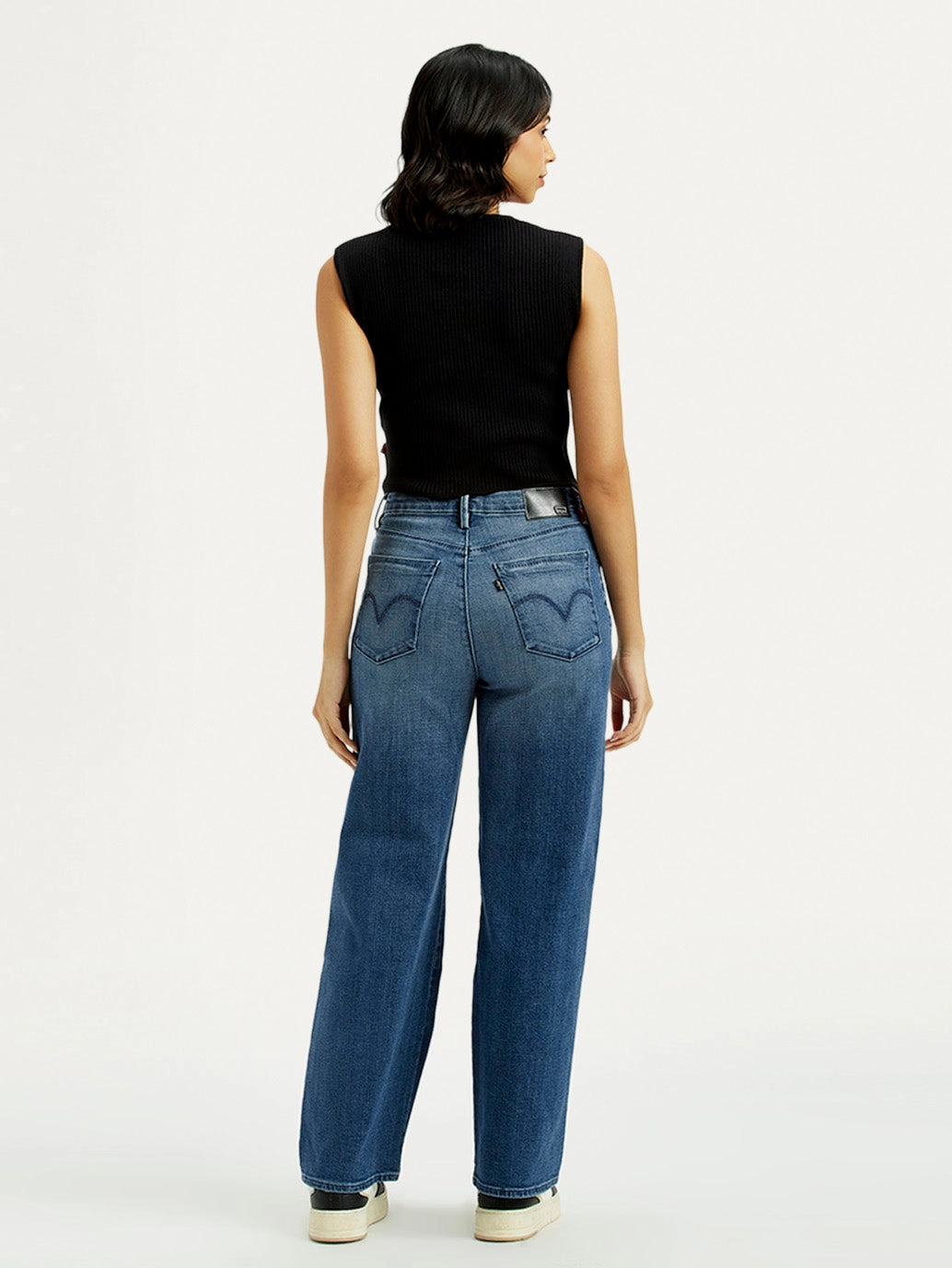 Relaxed Mood Fit For Every Day Women's Redloop Med Indigo Mile High Wide Leg Fit High Rise Jeans