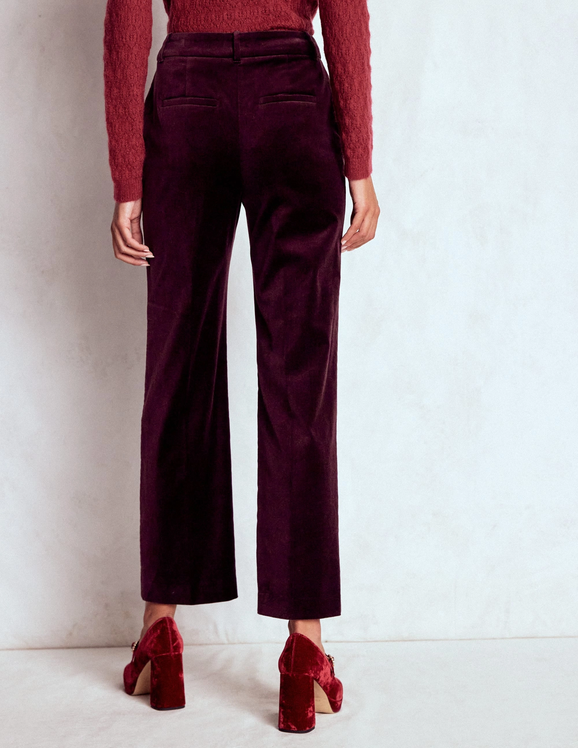 Fitted Design Canonbury Velvet Trousers-Dark Cherry