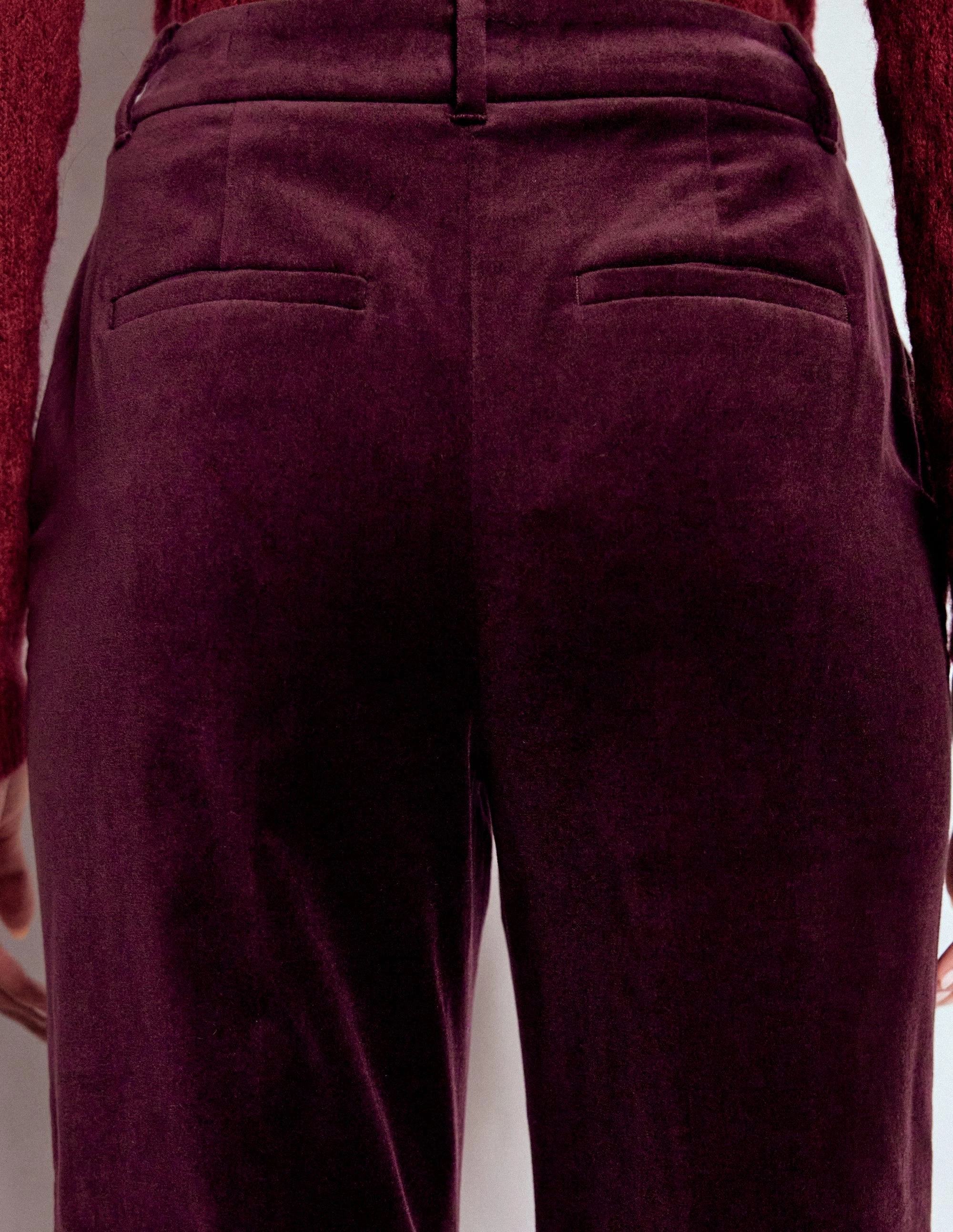 Canonbury Velvet Trousers-Dark Cherry Tough Materials Quick Flex