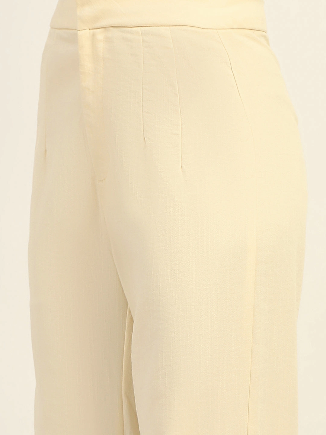 Feminine Fit Madame Straight Leg Off White Trousers