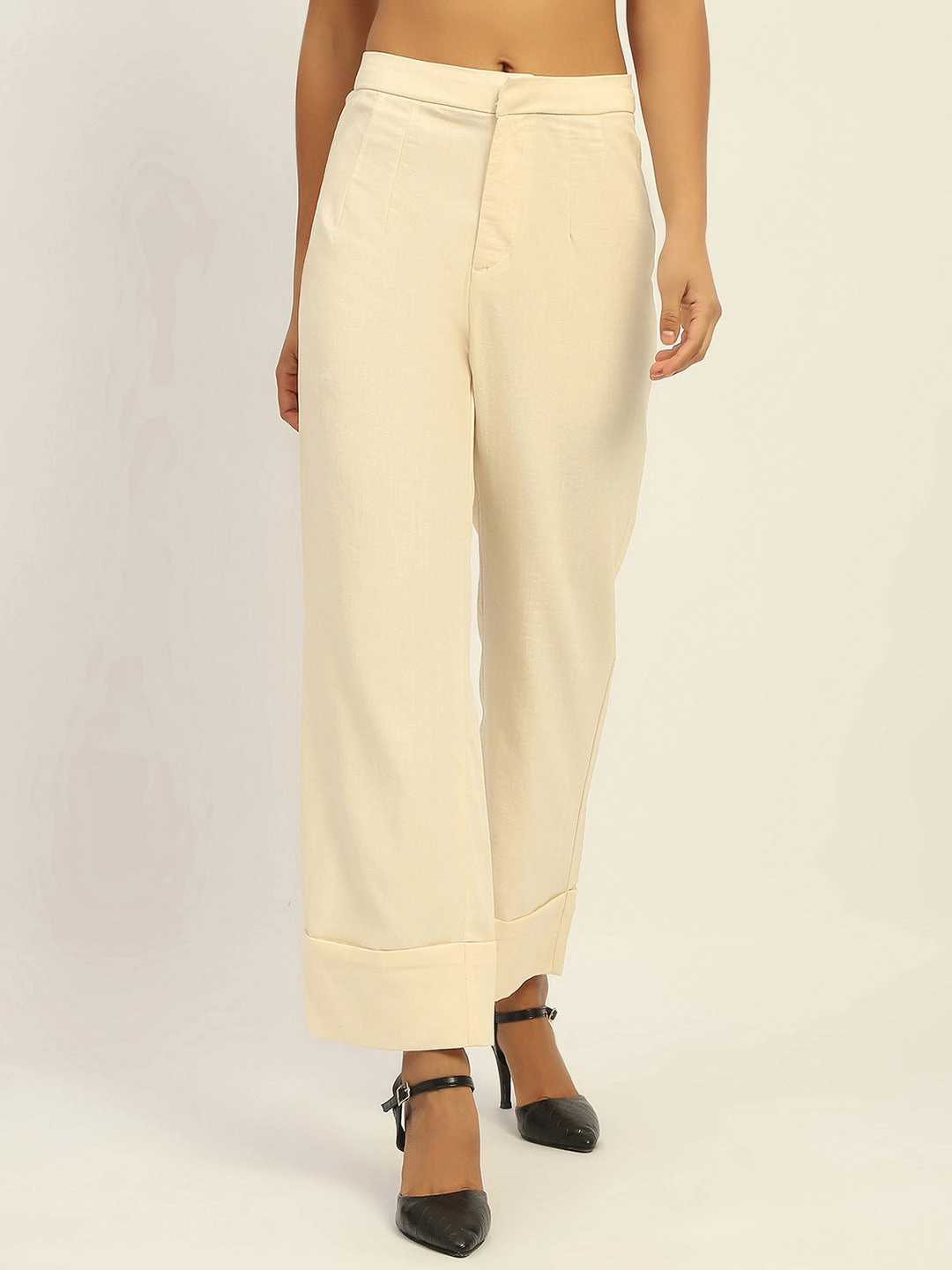 Madame Straight Leg Off White Trousers Flexible Performance Wear