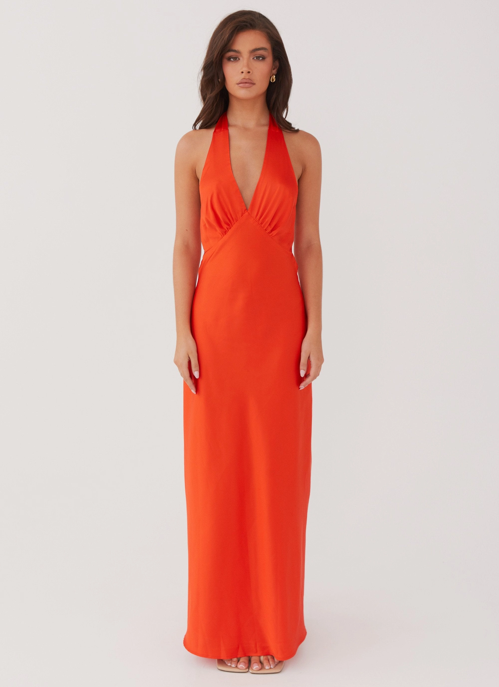 Heavy Hearted Satin Maxi Dress - Sunset Casual Smart