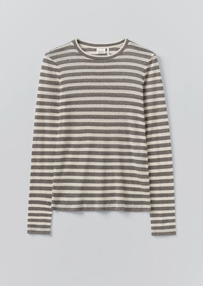 AbrasionResistant Finish SnagResistant Fabric Agnes Stripe Wool Lyocell Tee | Cream/Black