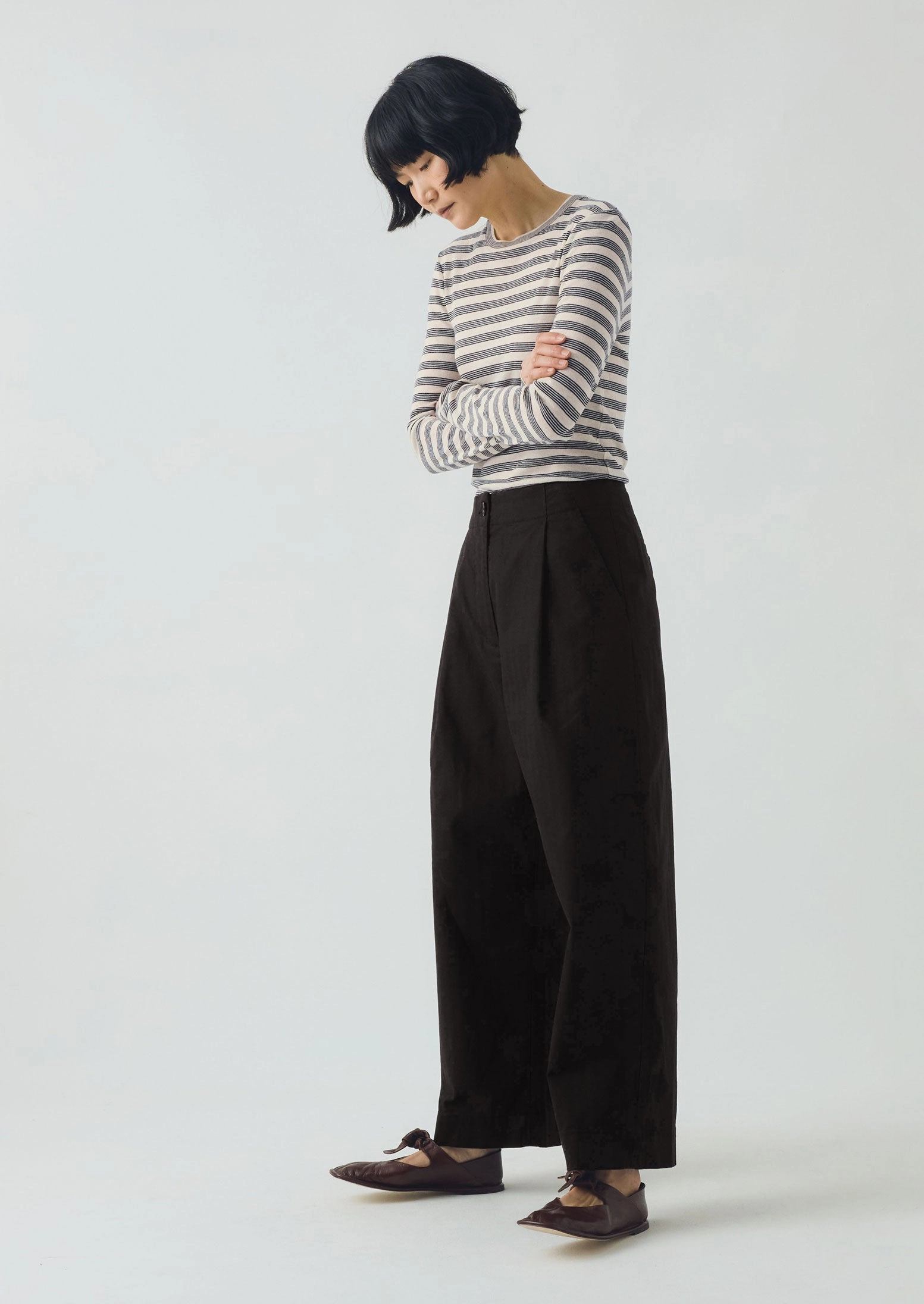 Summer Style Agnes Stripe Wool Lyocell Tee | Cream/Black