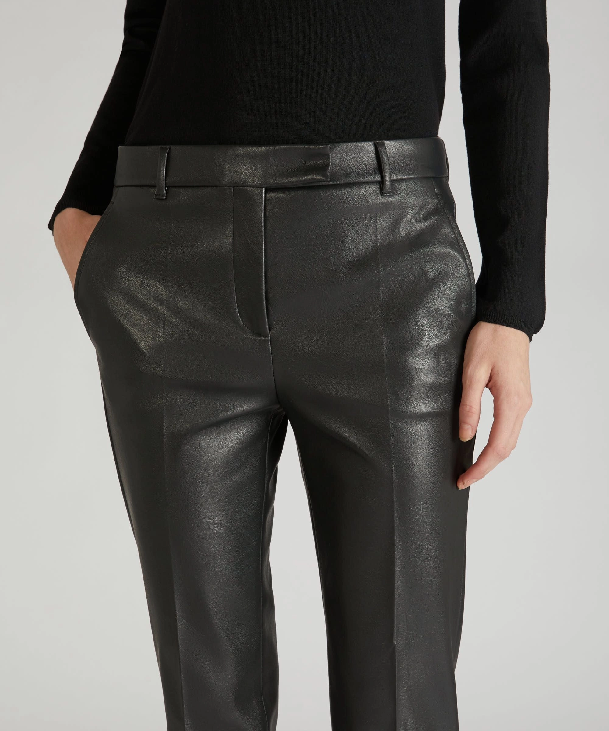 Secure Cuff Design Slim-fit trousers in stretch faux leather
