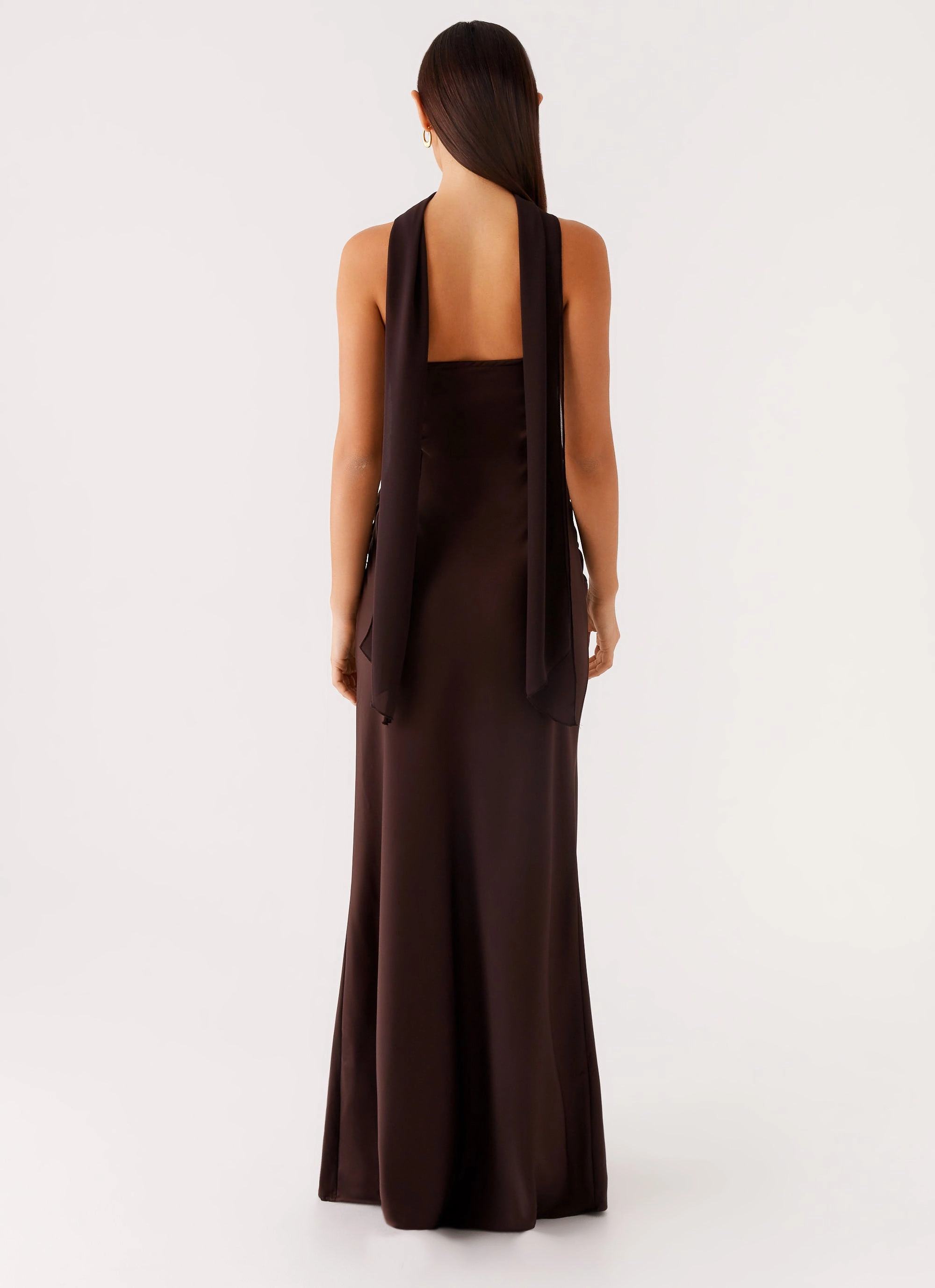 Office Classic Alaine Scarf Maxi Dress - Dark Chocolate