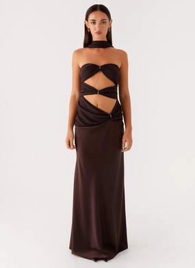 Light Rhythm Alaine Scarf Maxi Dress - Dark Chocolate