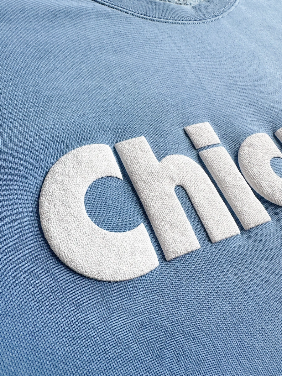 casual knitwear Versatile Layer Chicago. Crewneck Sweatshirt - Blue & White