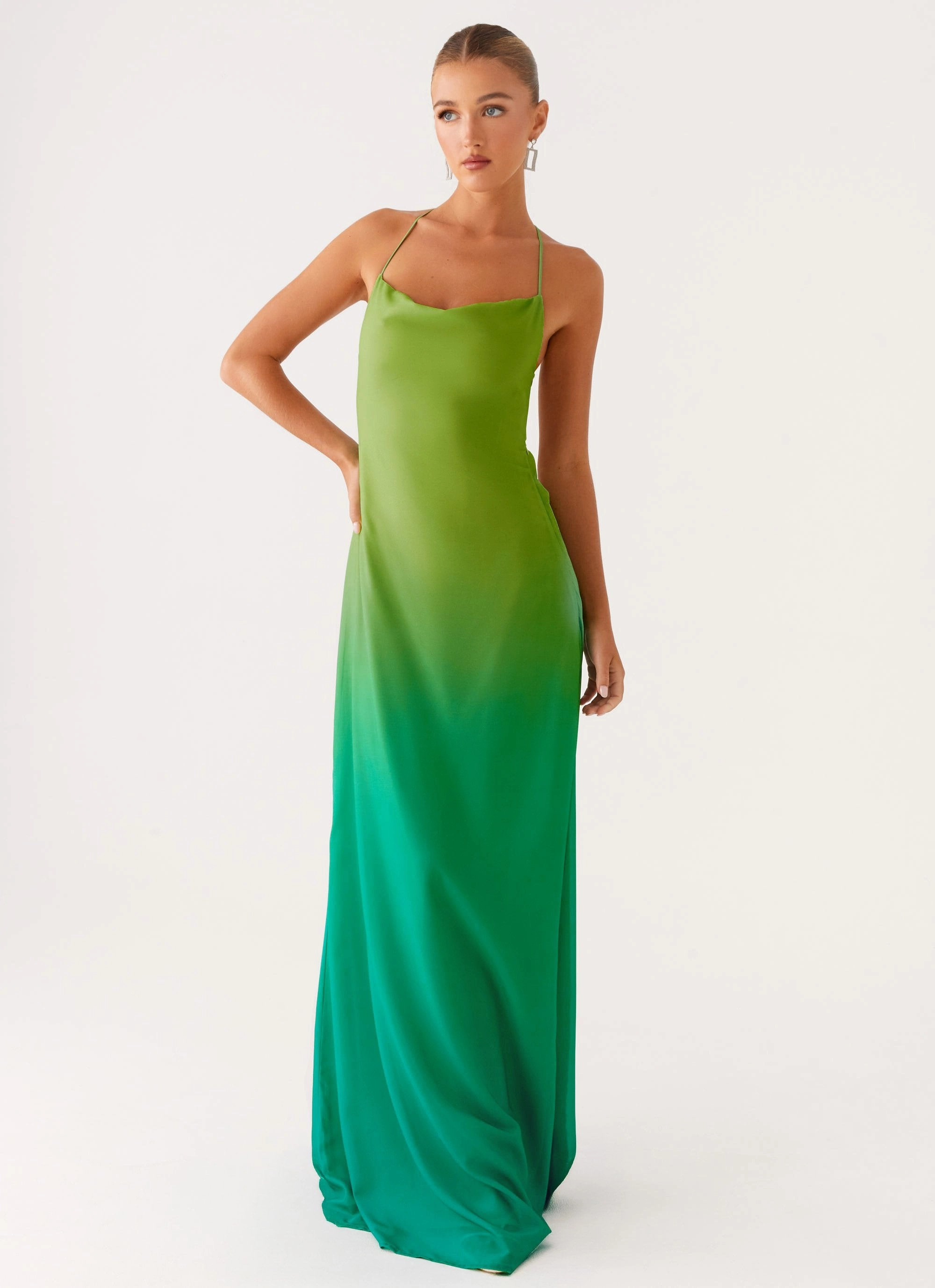 Comfort waistband Texture Style Opposites Attract Maxi Dress - Green Ombre