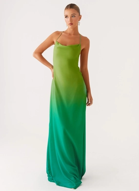 Comfort waistband Texture Style Opposites Attract Maxi Dress - Green Ombre