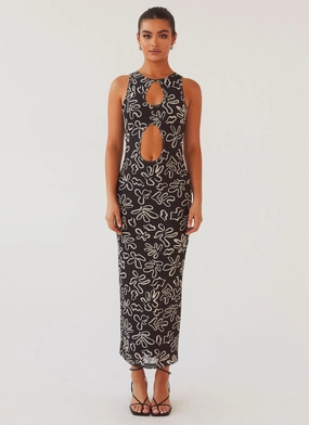 Silk Shine Relaxed Design All Eyes On Me Maxi Dress - Petal Gloom