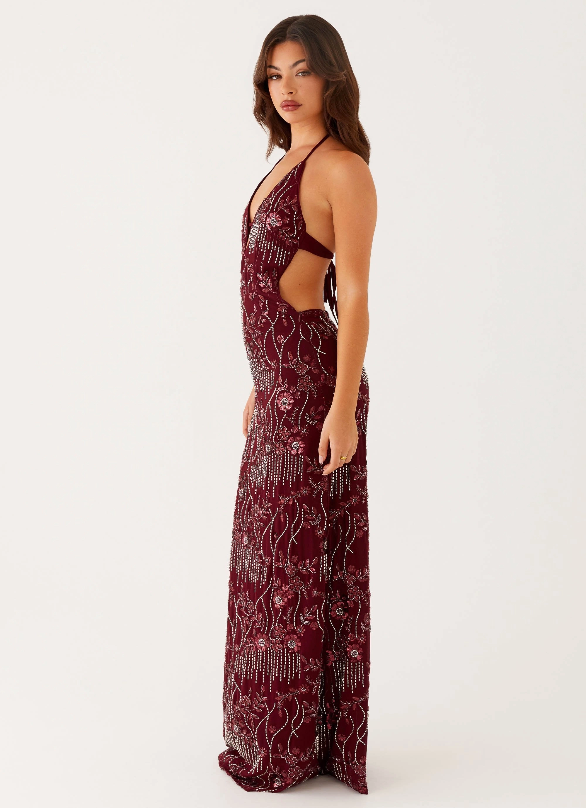 Underwire-Support All For Love Maxi Dress - Burgundy