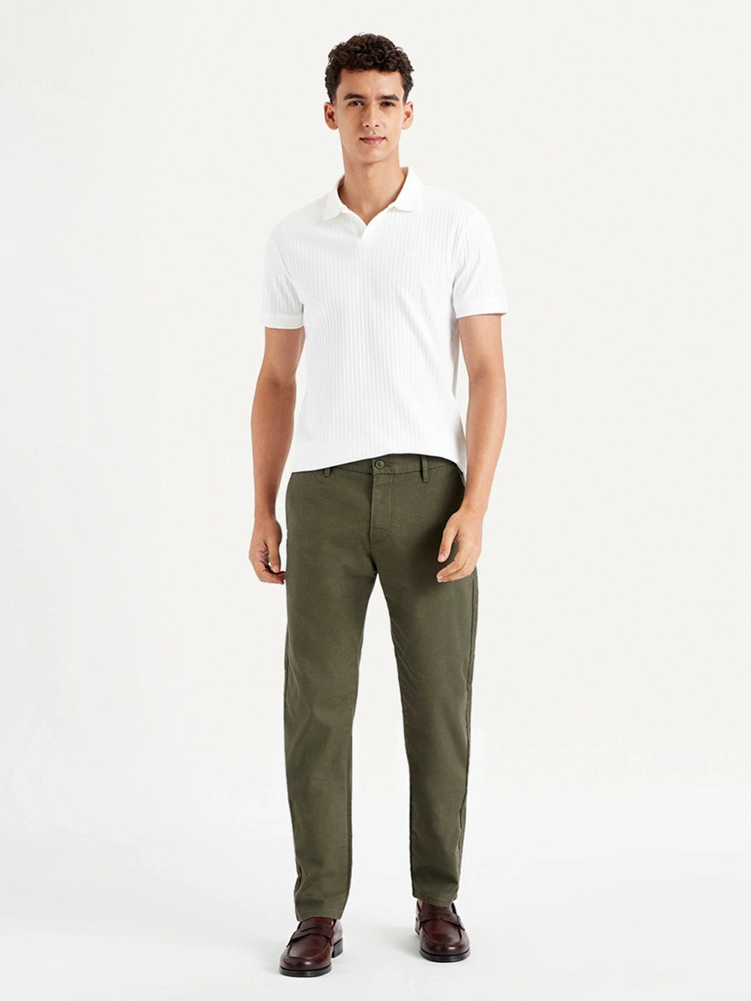 Men's Green Tapered Chinos Flat Seams Perfect Look