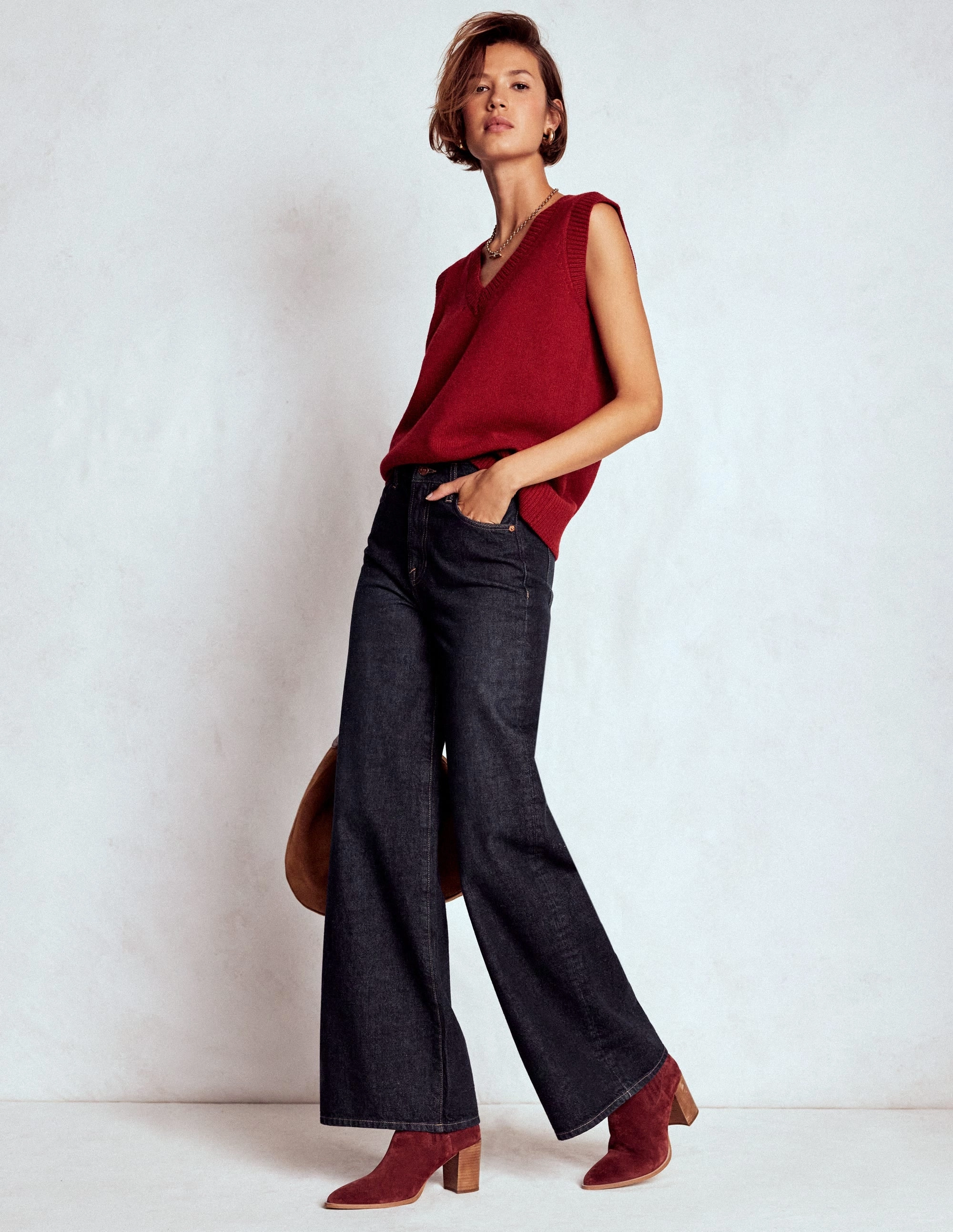 High Waist Wide Leg  Jeans-Indigo Rinse All Fit