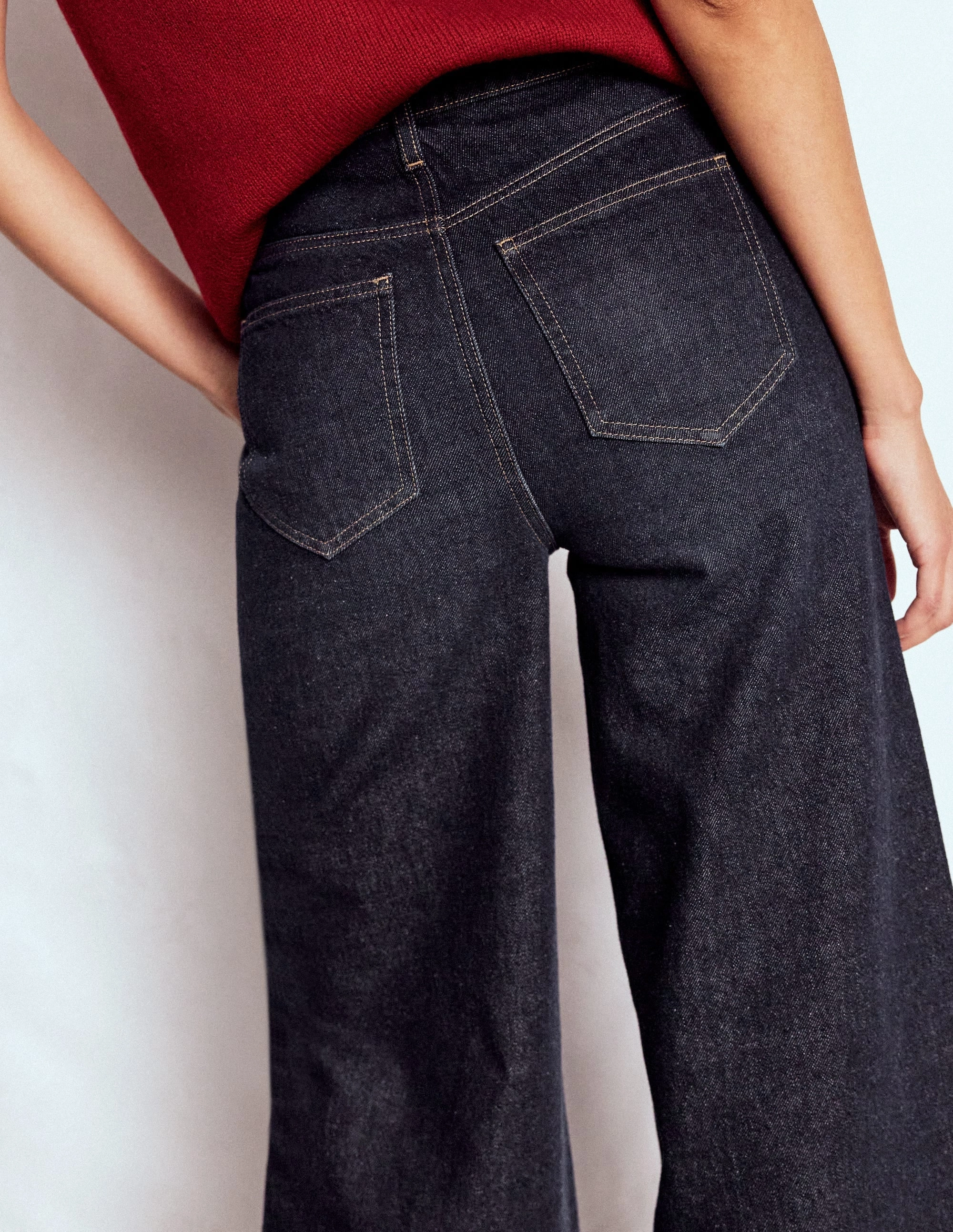High Waist Wide Leg  Jeans-Indigo Rinse Cozy Material