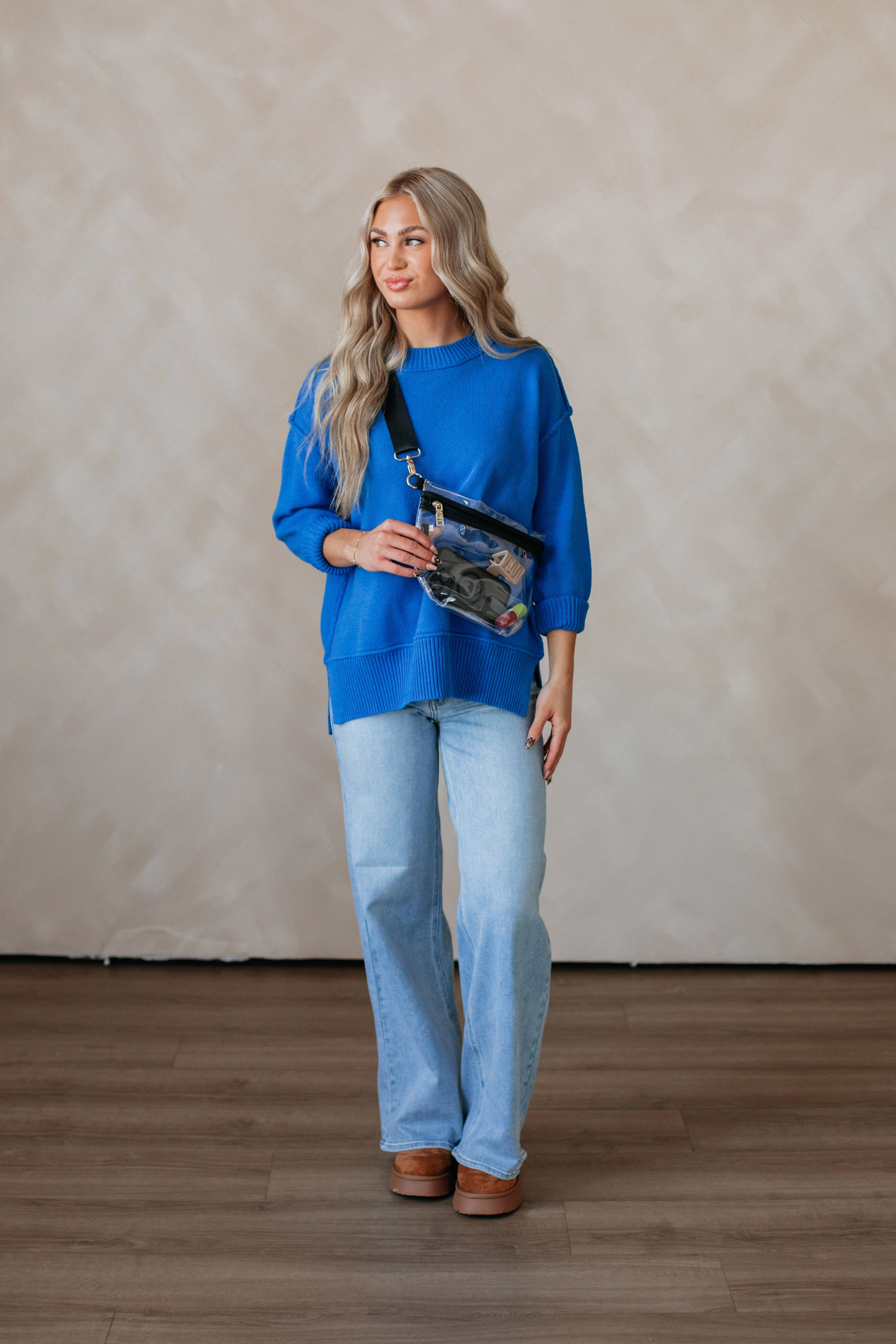 Odelia Oversized Sweater - Royal Blue Sleek Stretch Relaxed Vibe