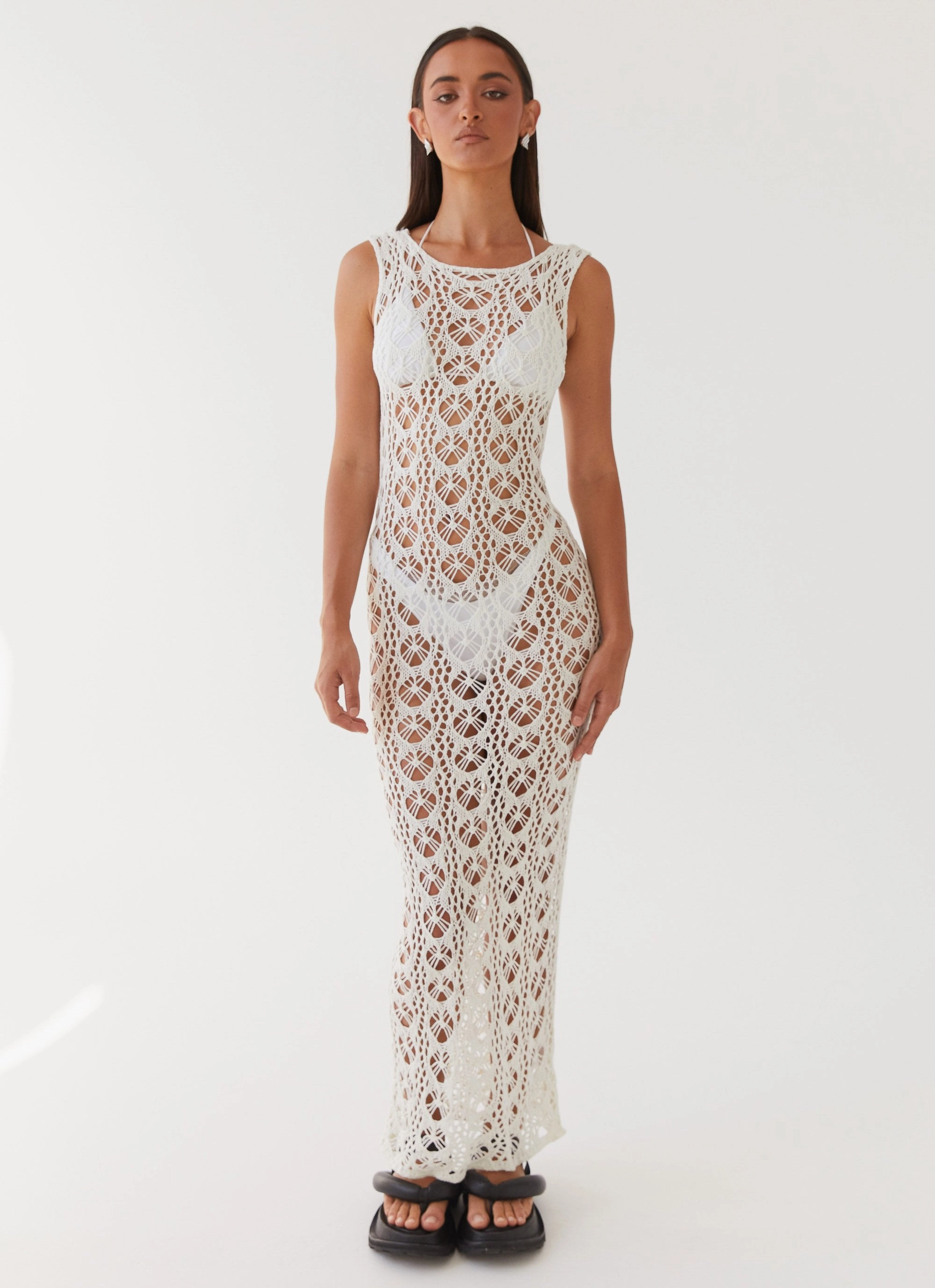 Tarlisa Crochet Maxi Dress - Cream Smooth Curve