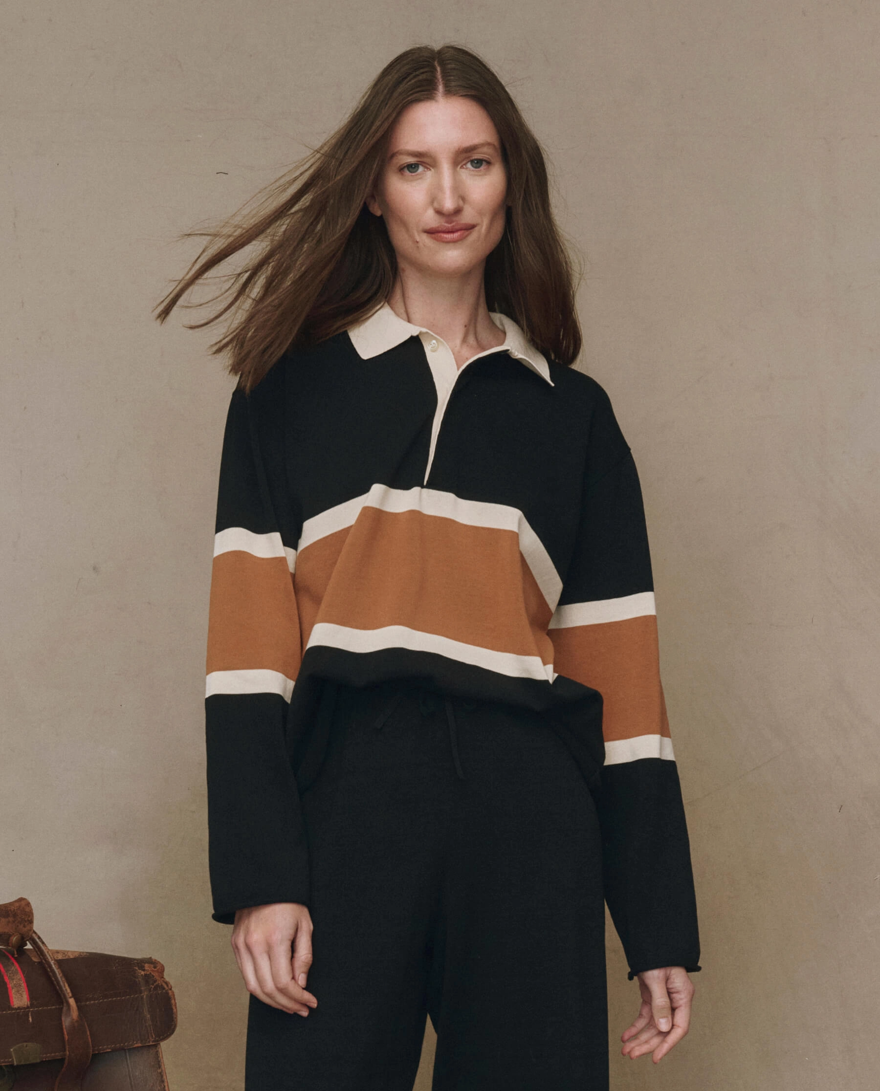 The Rugby Sweater. Novelty -- Black with Bronze Stripe Light Stretch Wear