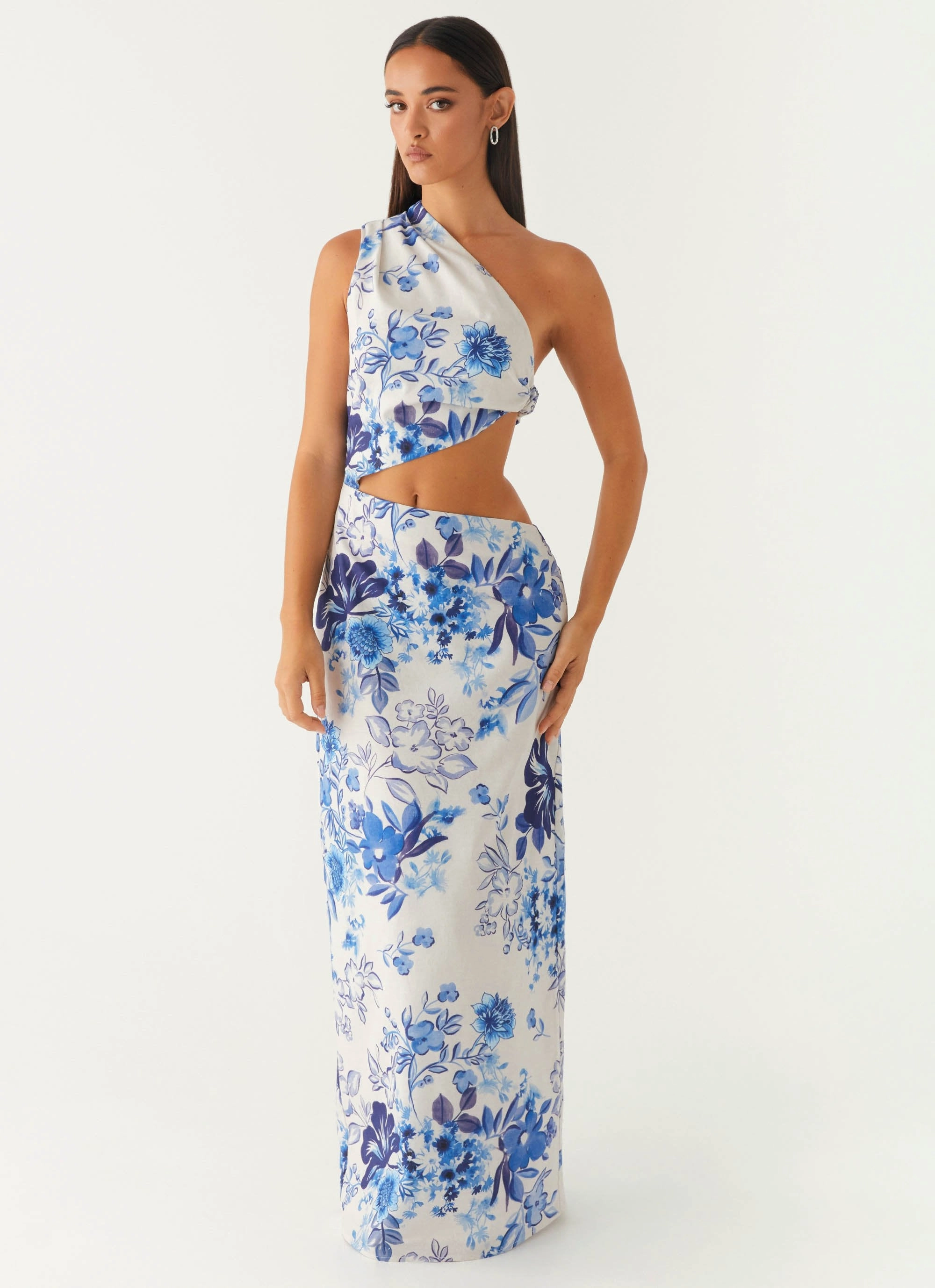 All Summer Long Maxi Dress - Serene Sky Floral Calm Fit Soft Stretch