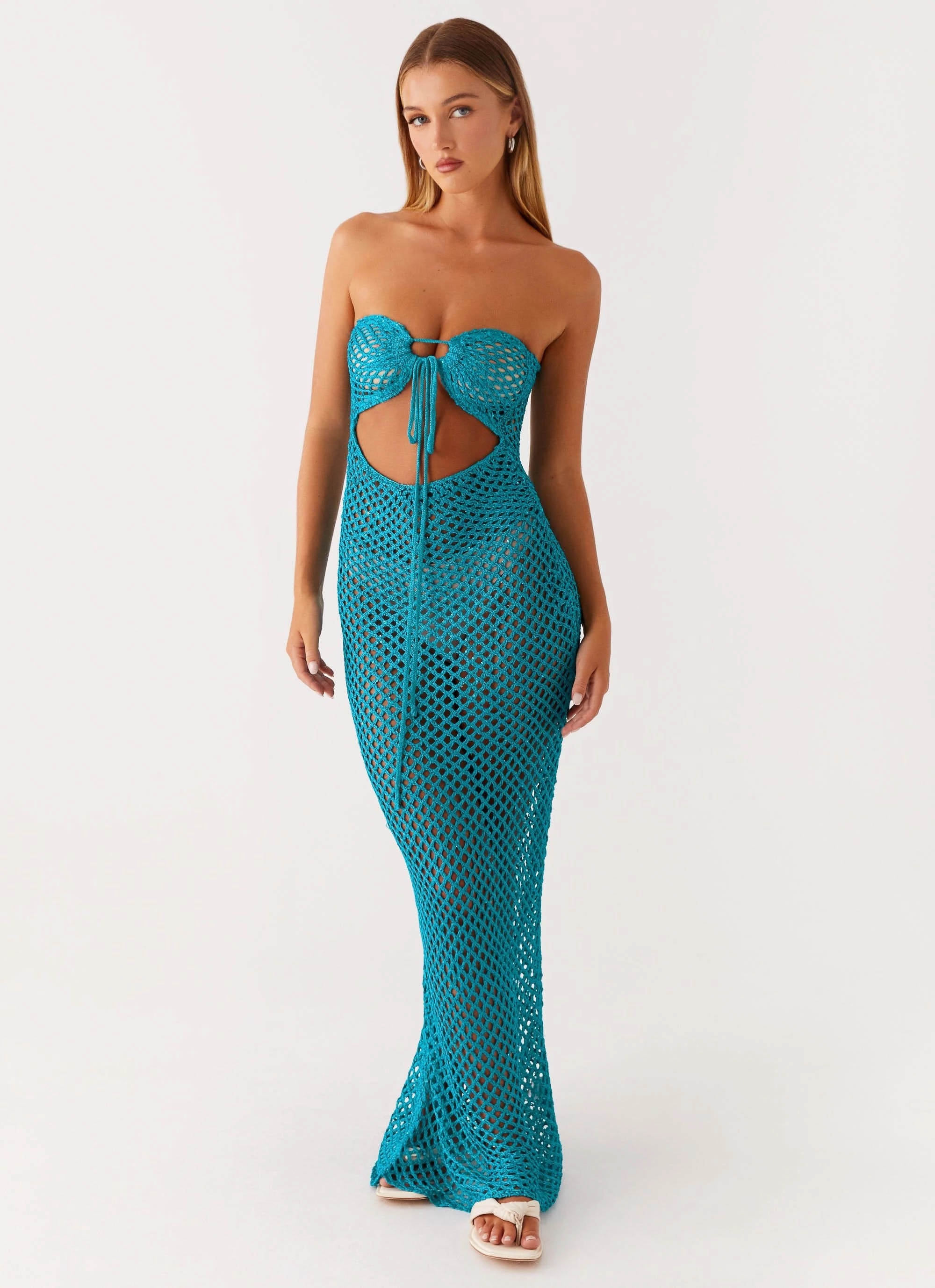 Sun Kissed Crochet Maxi Dress - Blue bold appearance
