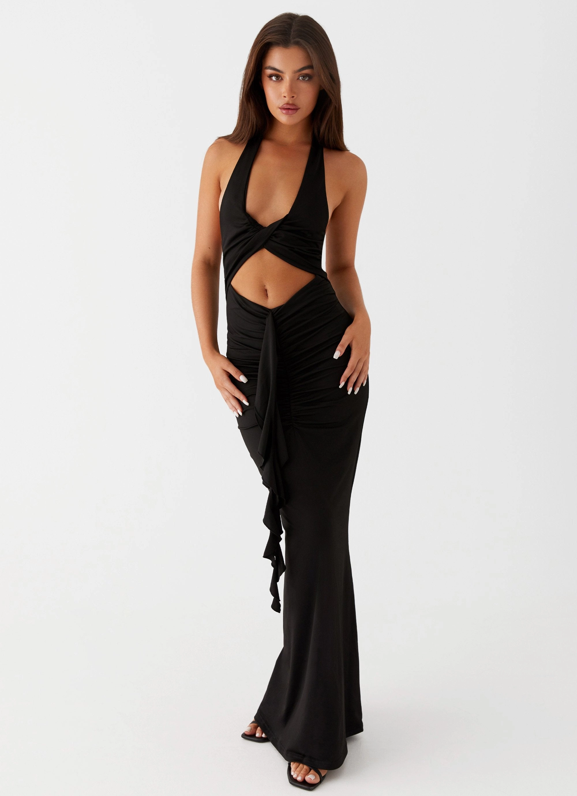 Allanna Frill Maxi Dress - Black Bright Bloom