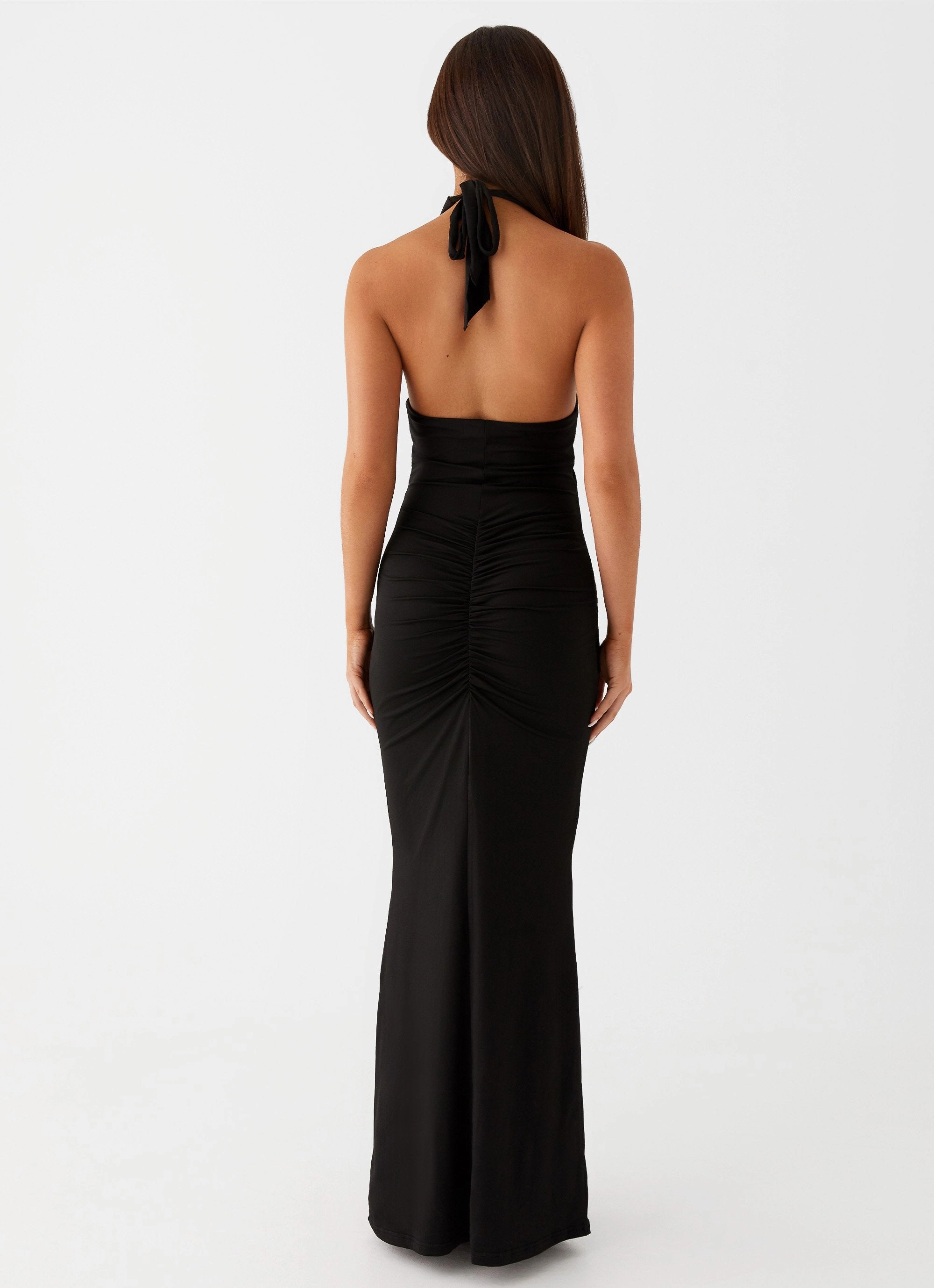Sleek Texture Skin-friendly Allanna Frill Maxi Dress - Black