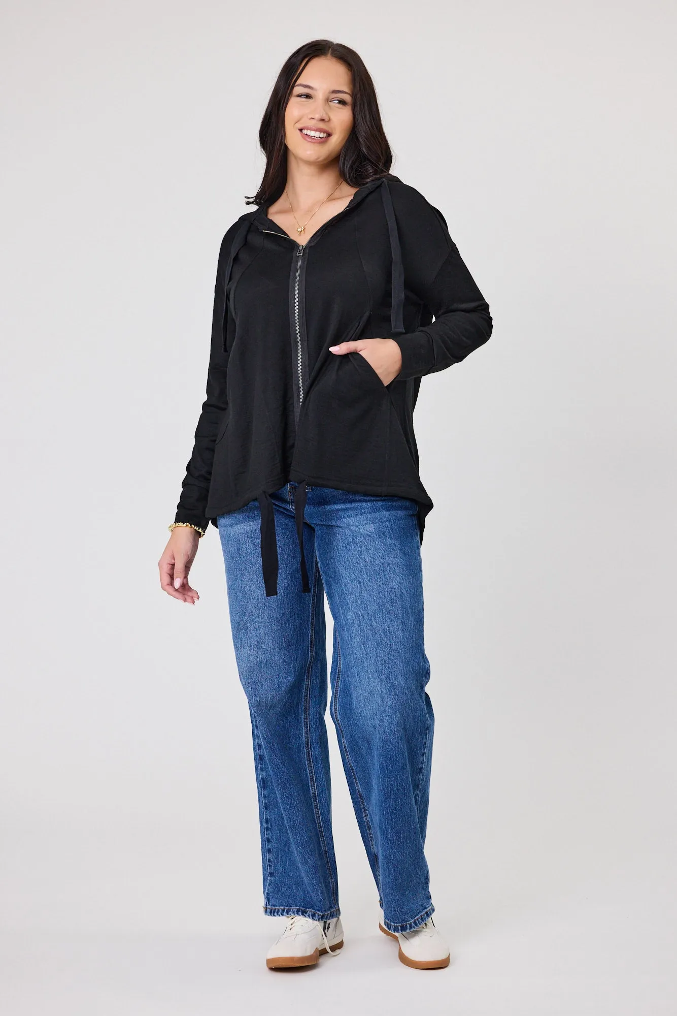 Alpine by Shine On Brooks Zip Front Hoodie Black Aramid Fiber Blend Breathable Technology