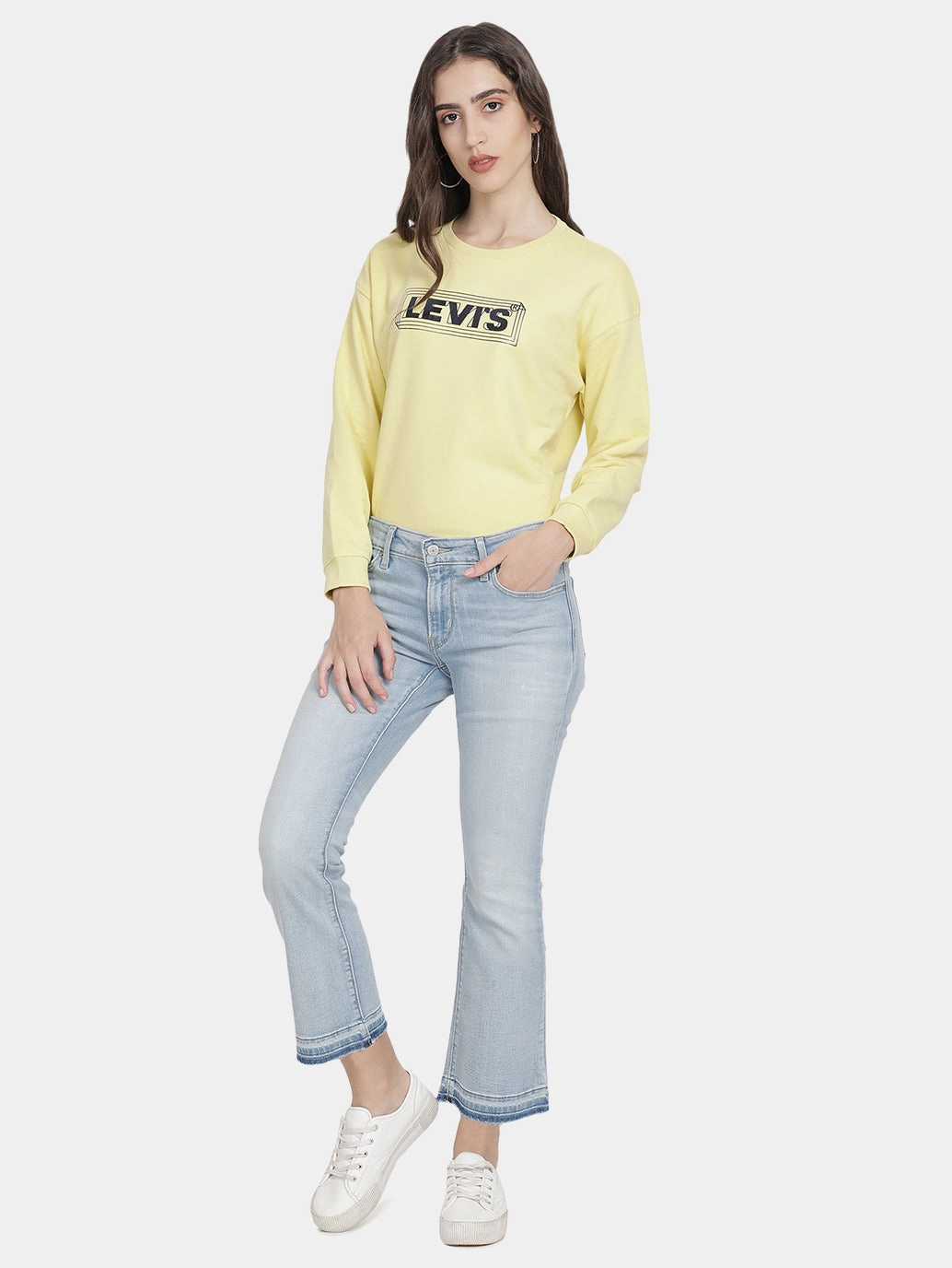 Women's 715 Blue Flared Fit Mid Rise Jeans Premium Quality Smooth Picnic Style