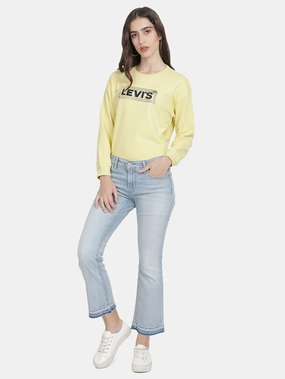 Women's 715 Blue Flared Fit Mid Rise Jeans Everyday Confidence Chill Comfort