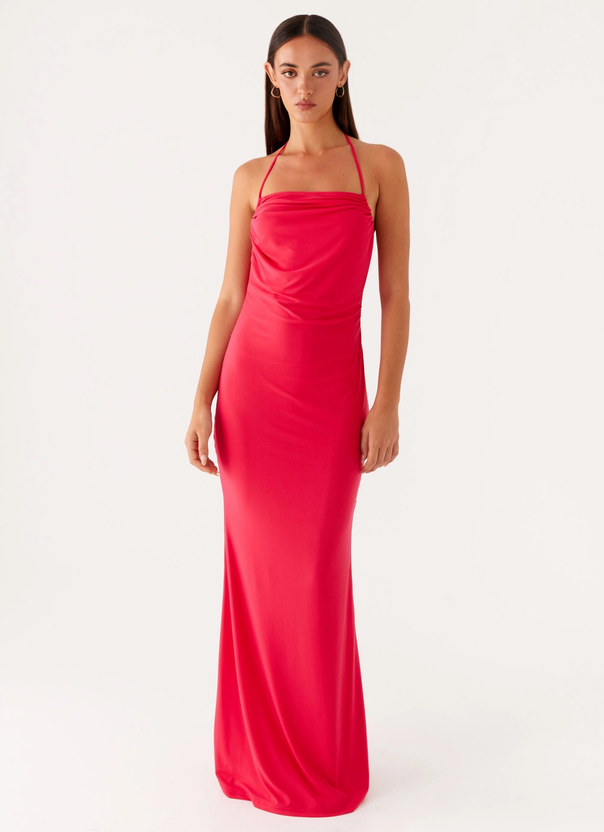 Amari Maxi Dress - Raspberry Semi Sheer Casual Tones